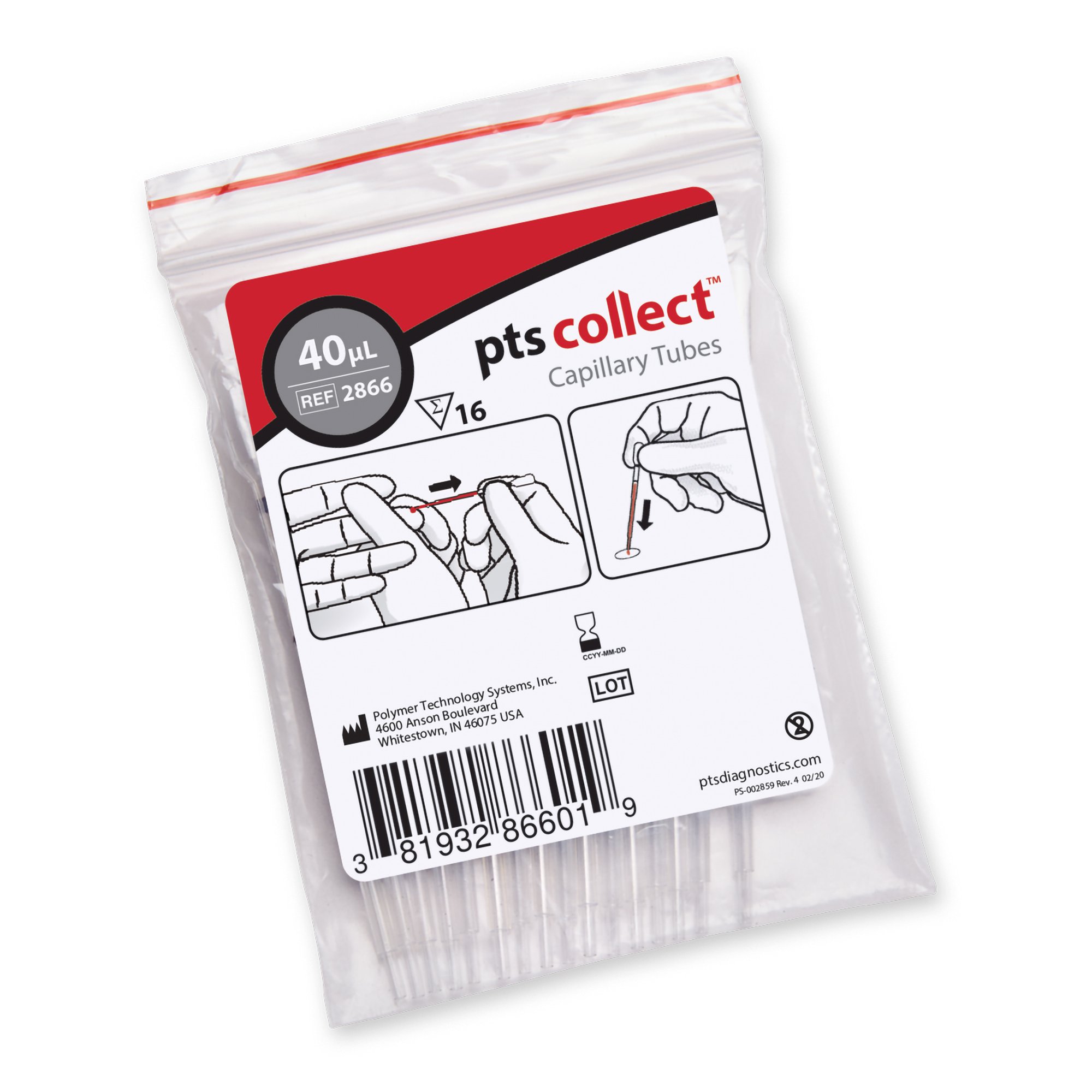 PTS Diagnostics - 2866 PTS Diagnostics Capillary Blood Collection Tube