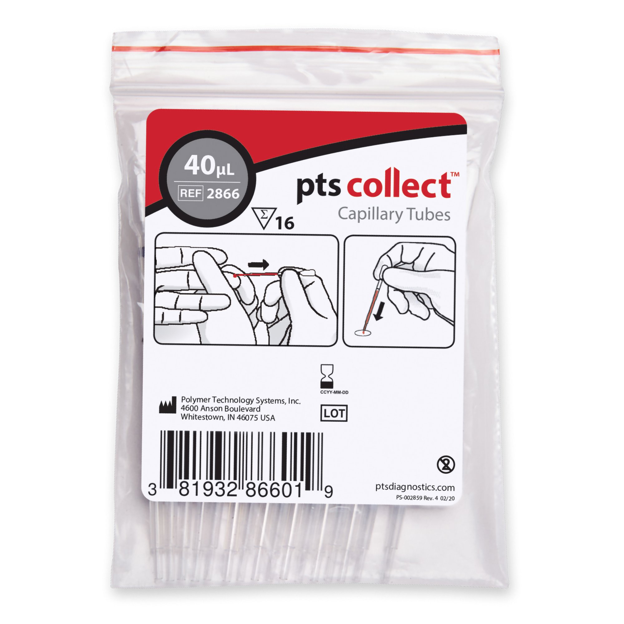 PTS Diagnostics - 2866 PTS Diagnostics Capillary Blood Collection Tube