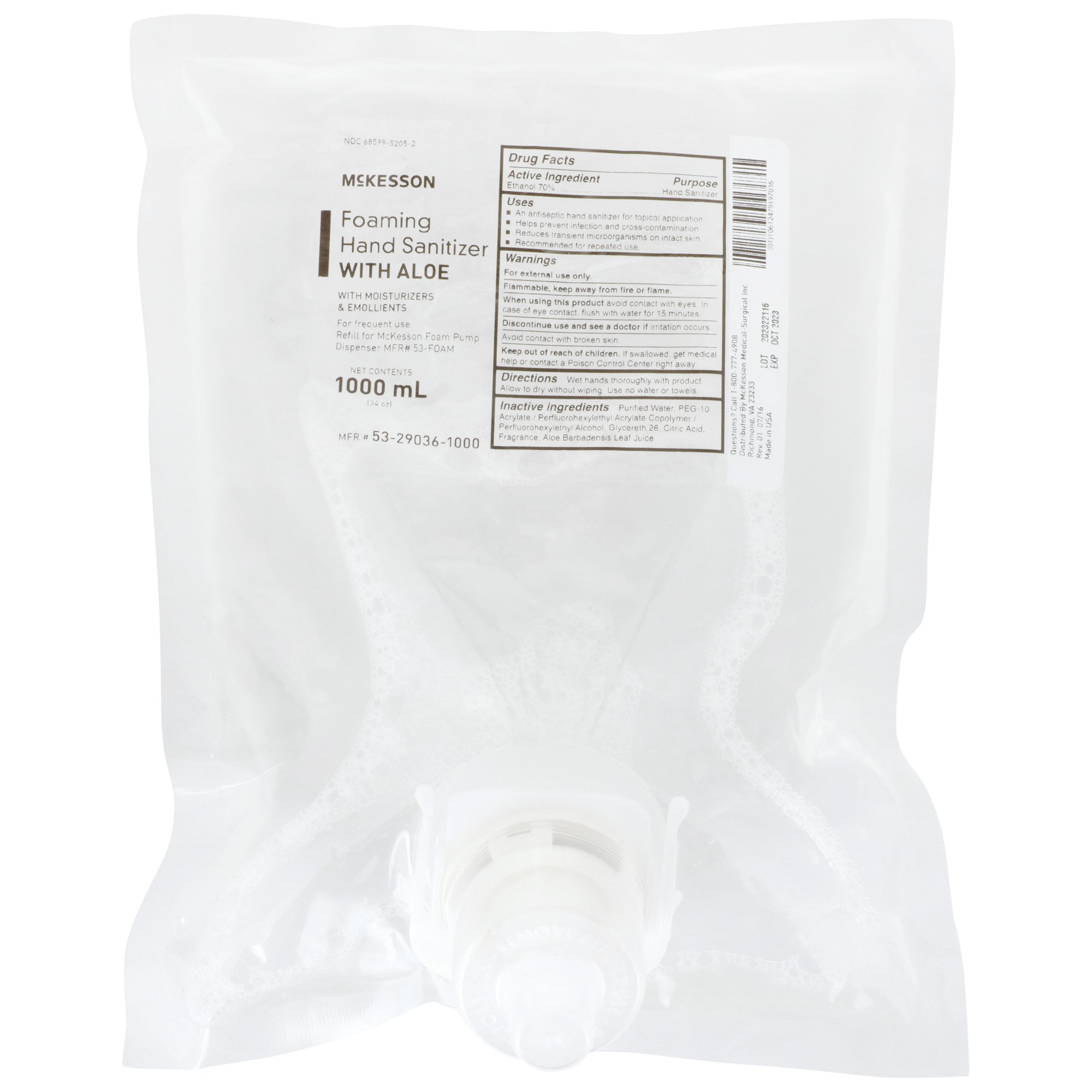 McKesson Brand - 53-29036-1000 McKesson Foaming Hand Sanitizer with Aloe 1000 mL