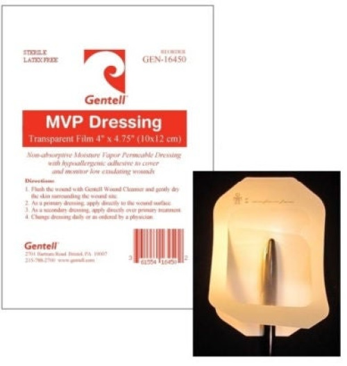 Gentell - GEN-16450 Transparent Film Dressing Gentell MVP 4 X 5 Inch Frame Style Delivery Rectangle Sterile