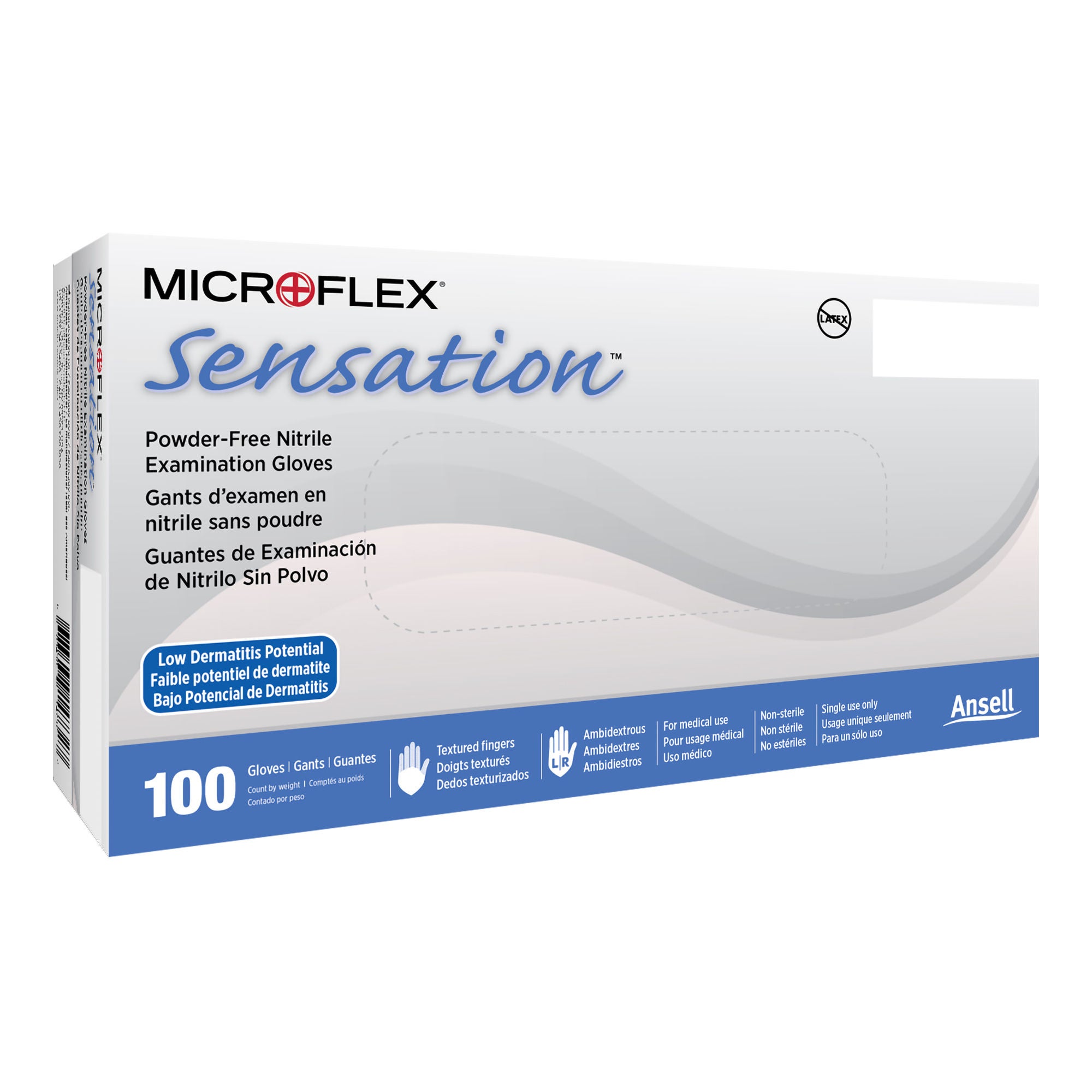 Microflex Medical - N732 Exam Glove High Five® Sensation® Medium 100 per Box NonSterile Nitrile Standard Cuff Length Textured Fingertips Blue Not Rated
