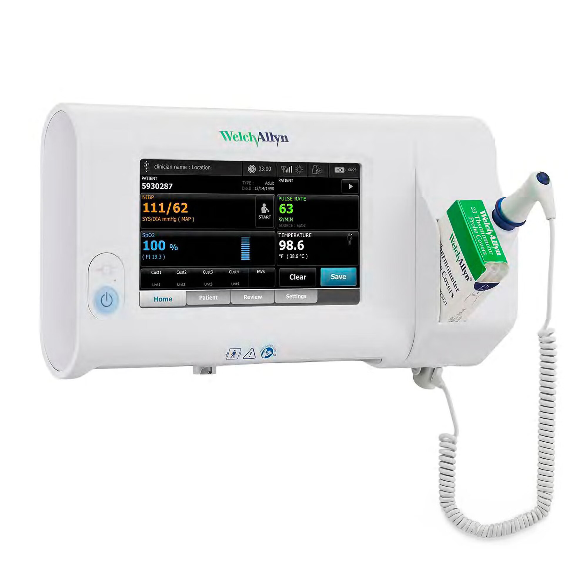 Welch Allyn - 73WT-B Patient Monitor Connex® Monitoring / Spot check NIBP, Pulse Rate, Pulse Oximetry, Temperature Battery Operated