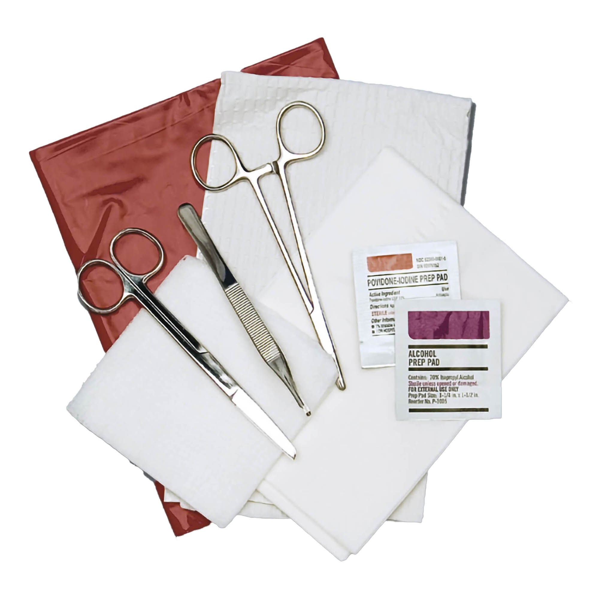 Sklar - 96-4394 Wound Closure Tray Sklar Sterile™ 1 Towel/Drape; 1 Fenestrated Drape; 1 Adson Tissue Forceps; 1 Baumgartner Needle Holder; 1 Scissors, S/B, Stainless Steel; 1 Refuse Bag; 1 PVP Prep Pad; 4 Gauze, 4 X 4 Inch; 1 Alcohol Prep Pad