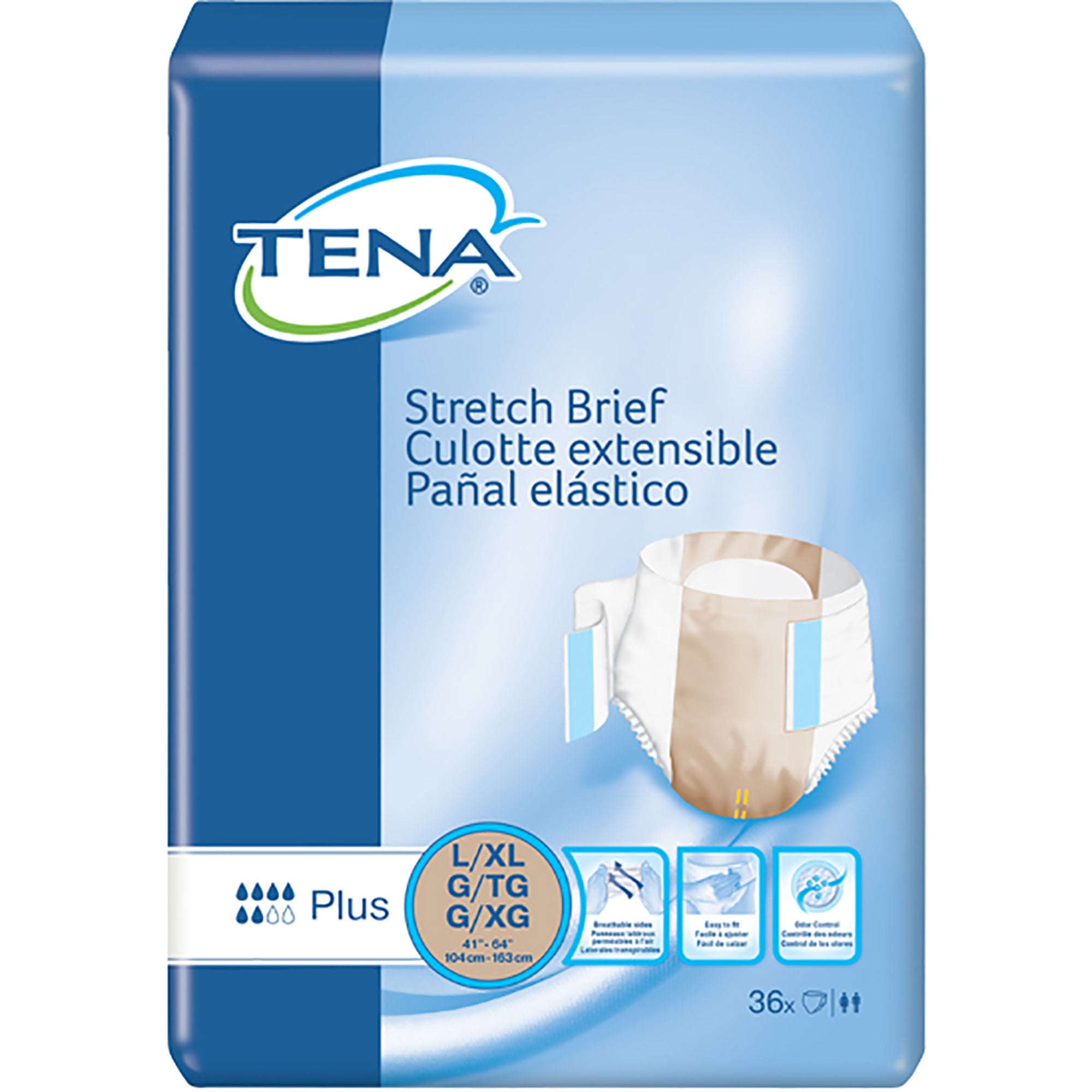 Essity HMS North America Inc - 67603 Incontinence Brief TENA® Stretch™ Plus Adult Large / X-Large Unisex Disposable Moderate Absorbency