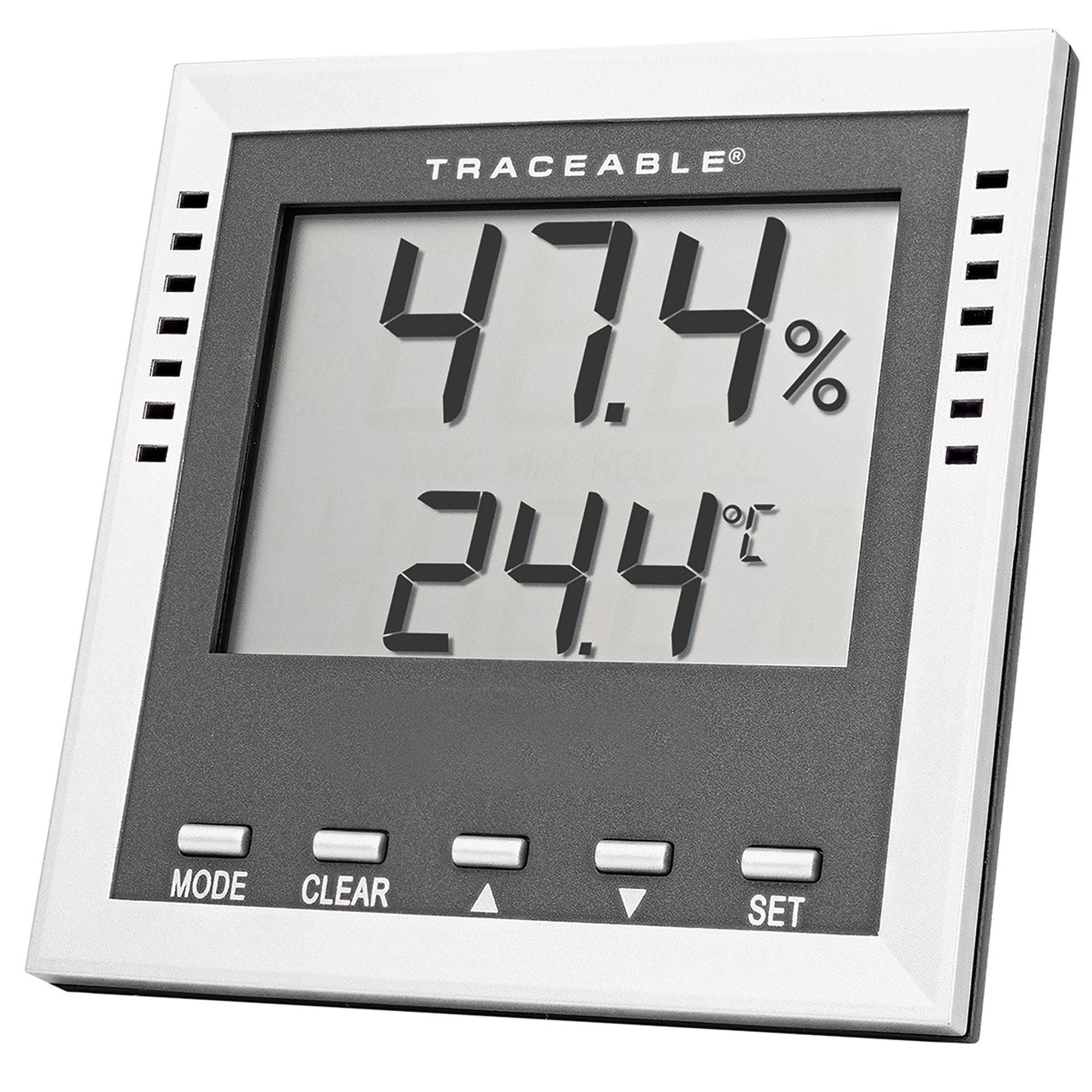 Cole-Parmer-Antylia Scientific - 90080-03 Dew Point / Wet Bulb / Humidity / Thermometer with Alarm Traceable® Fahrenheit / Celsius -40° to 158°F (-40° to 70°C) Internal Sensor Flip-out Stand / Wall Mount Battery Operated