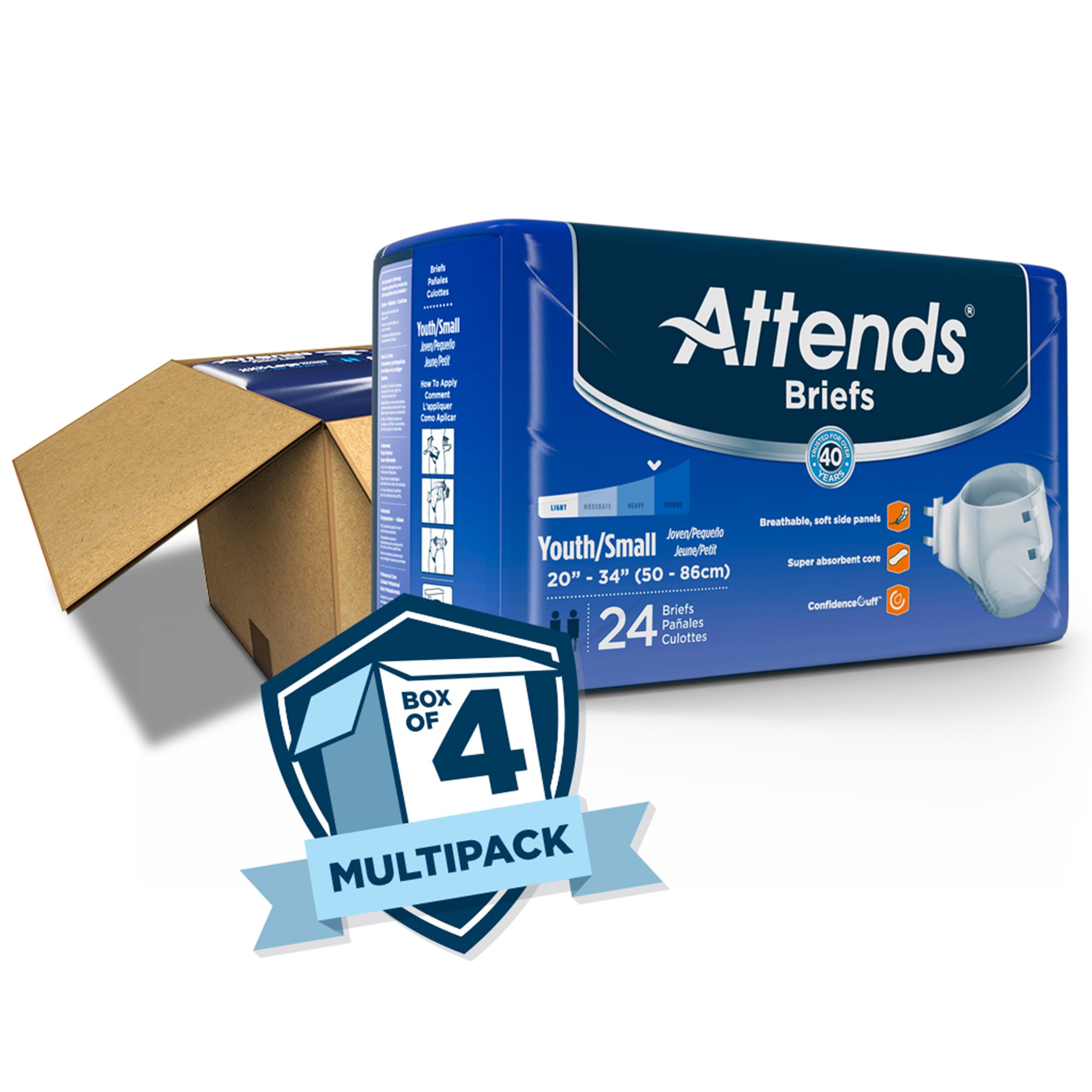 Attends Healthcare Products DD10 - Attends® Briefs Youth/Small - 24/Bag, 96/Case