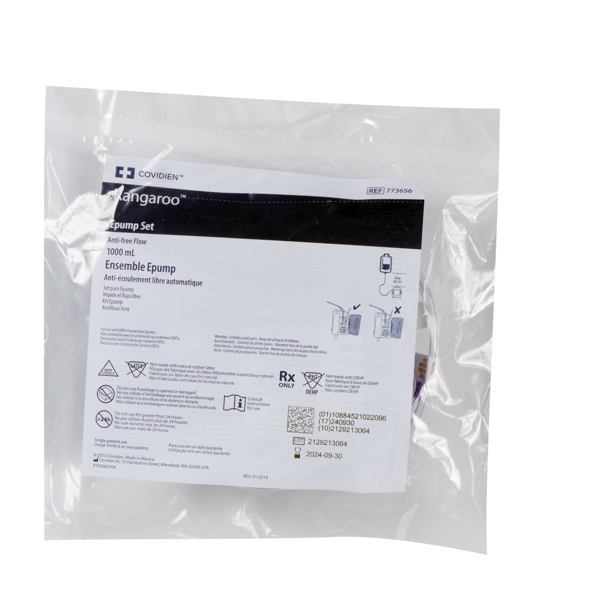 Cardinal 773656 - Kangaroo™ ePump™ Enteral Feeding Pump Bag Set, 1000 mL - 1/Each, 30/Case