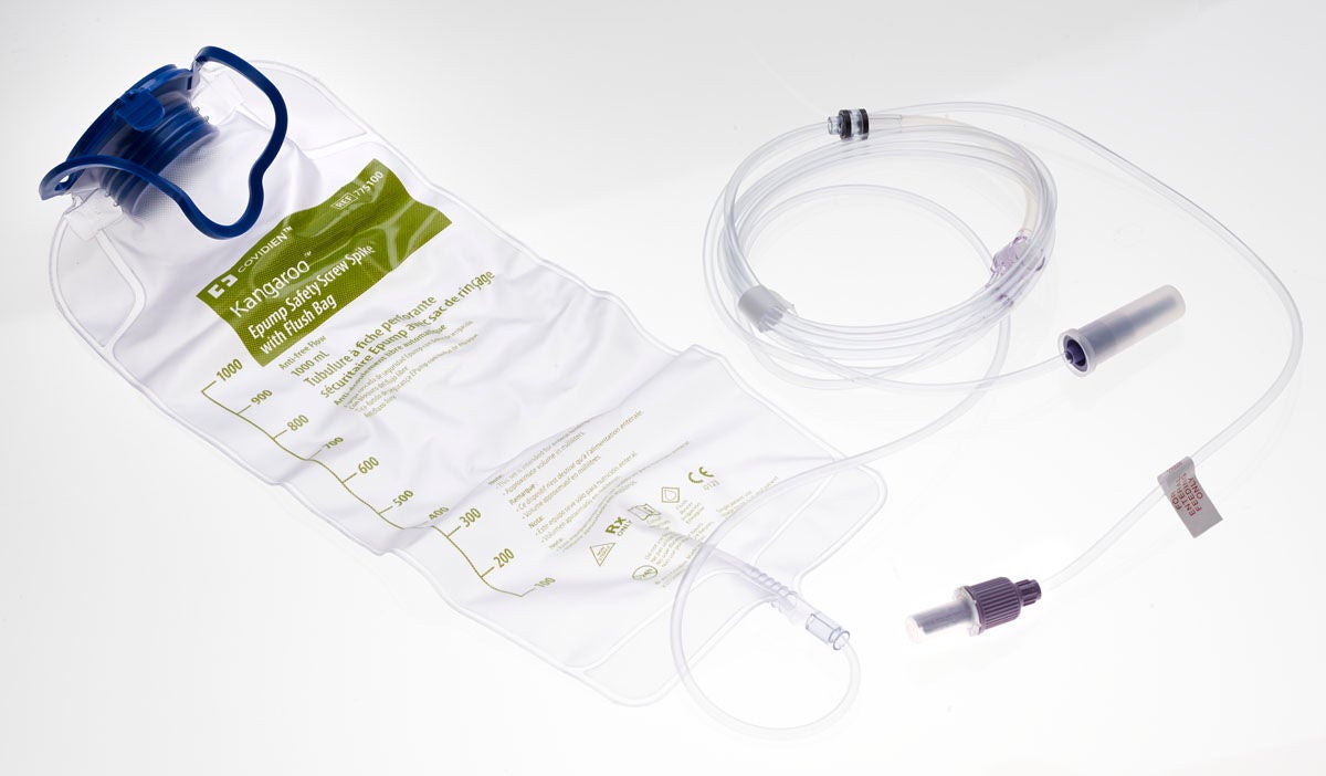 Cardinal - 775100 Enteral Feeding Pump Spike Set with Flush Bag Kangaroo™ ePump™ 1000 mL DEHP-Free PVC NonSterile