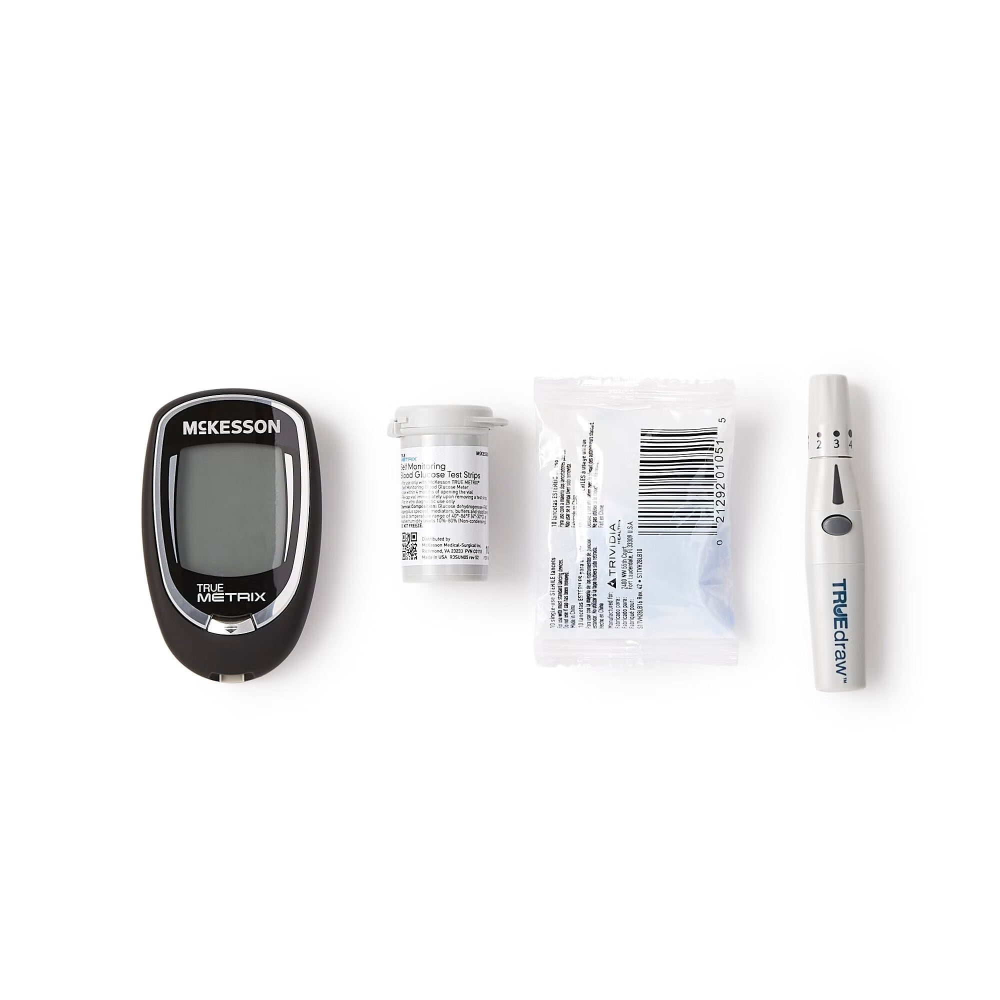 McKesson Brand - 06-RE4051-43 Blood Glucose Meter Kit McKesson TRUE METRIX® 4 Second Results Stores up to 500 Results No Coding Required