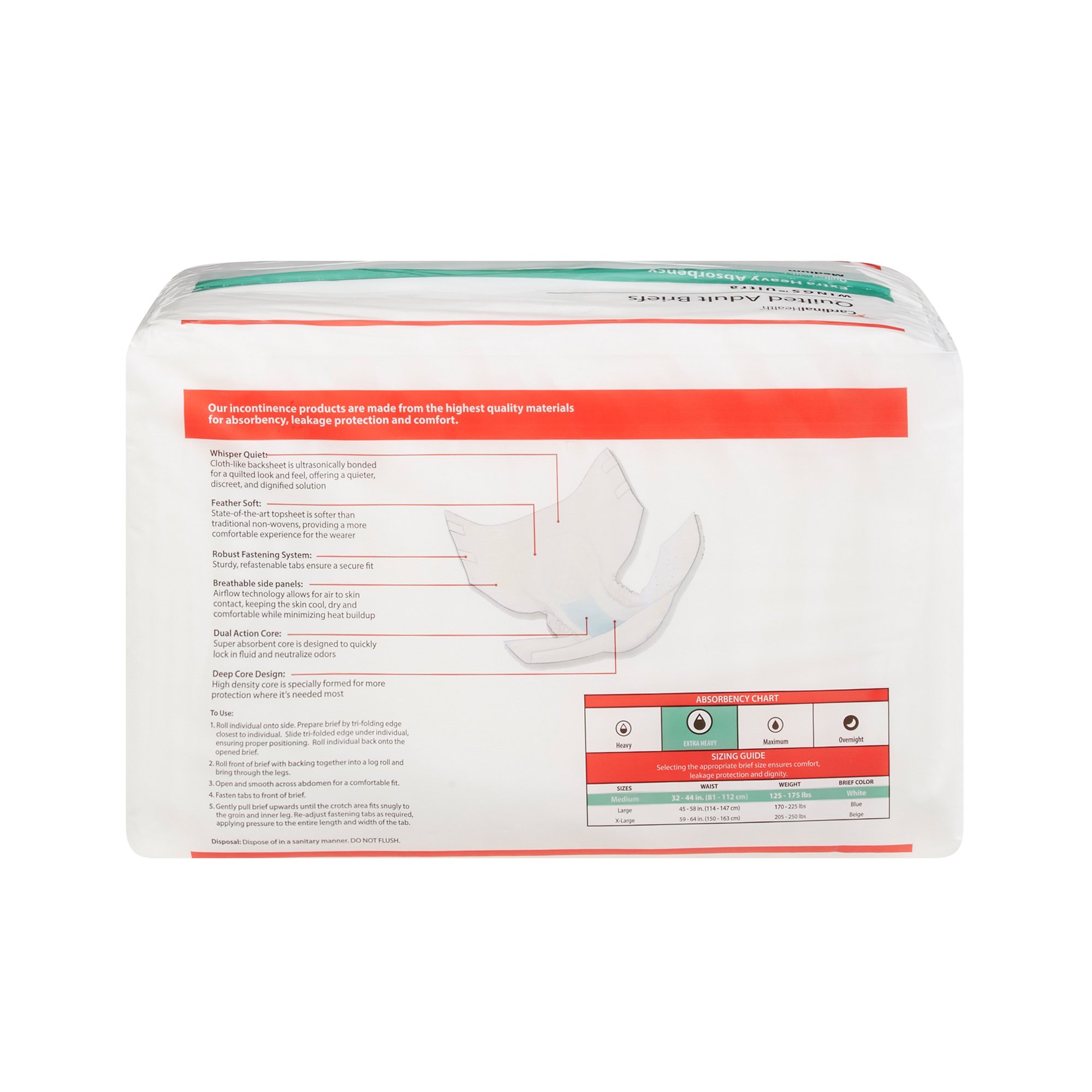 Cardinal - 77073 Wings™ Ultra Quilted Extra Heavy Absorbency Incontinence Brief