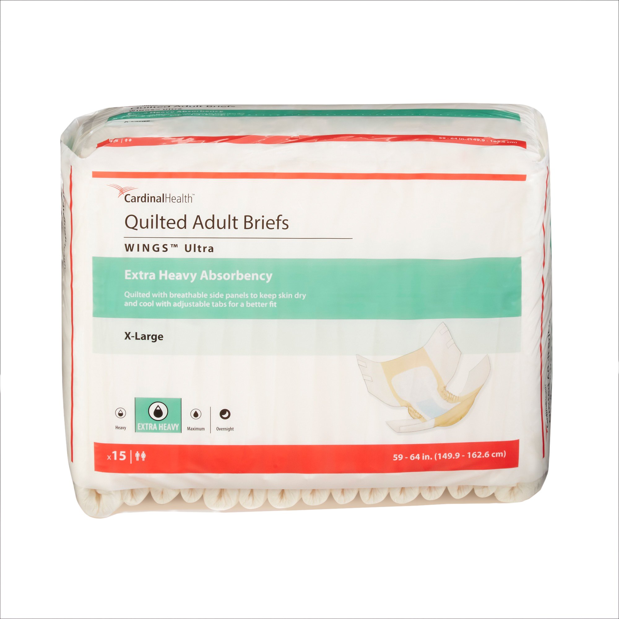 Cardinal - 77075 Wings™ Ultra Quilted Extra Heavy Absorbency Incontinence Brief