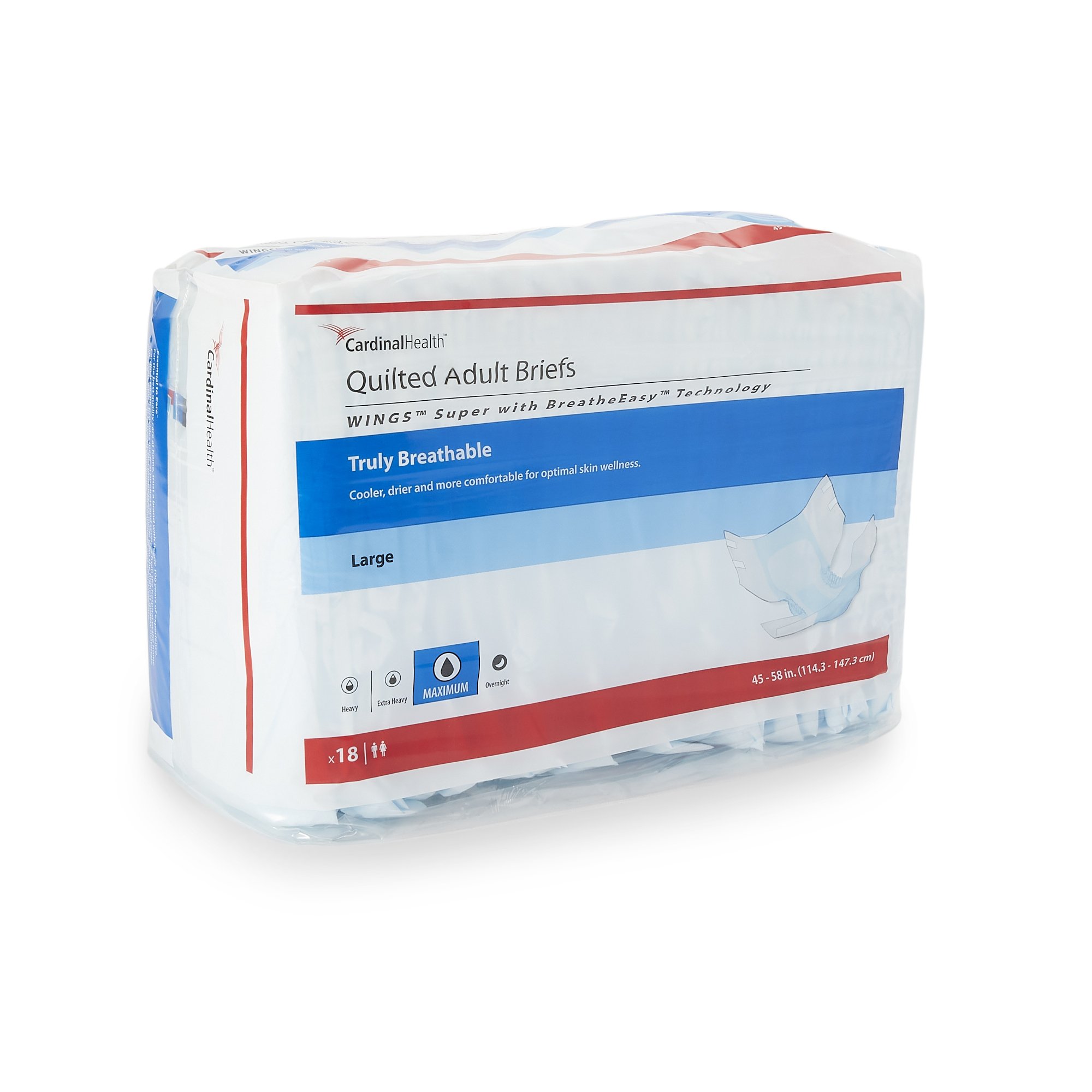 Cardinal - 87084A Wings™ Super Quilted Maximum Absorbency Incontinence Brief