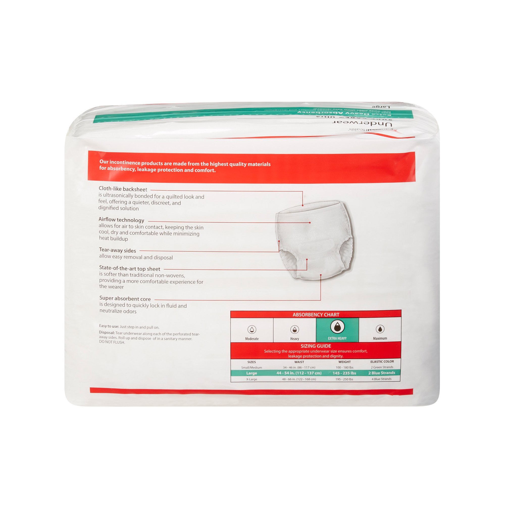 Cardinal 1445 - Sure Care™ Ultra Extra Heavy Absorbent Underwear, Large - 18/Bag, 72/Case