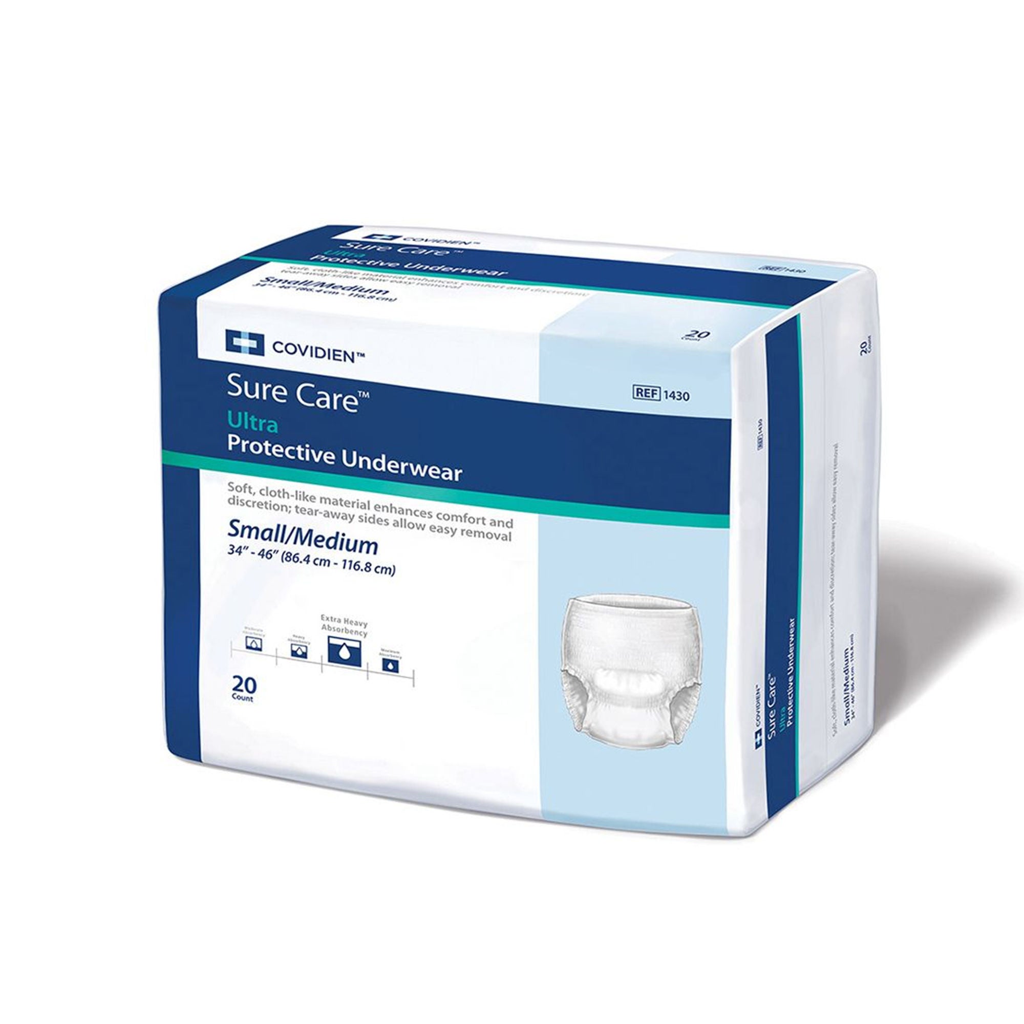 Cardinal - 1455 Absorbent Underwear Sure Care™ Ultra Protective Pull On with Tear Away Seams Adult X-Large Unisex Disposable Heavy Absorbency