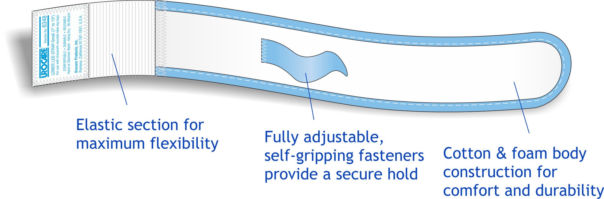 Urocare Products - 6348 Lower Leg Strap Urocare® Small, Fits: 7 to 13 Inch Diameter, NonSterile For Use with Leg Bags: #9544, #9532, #9526, #8532, #8526 and #8518