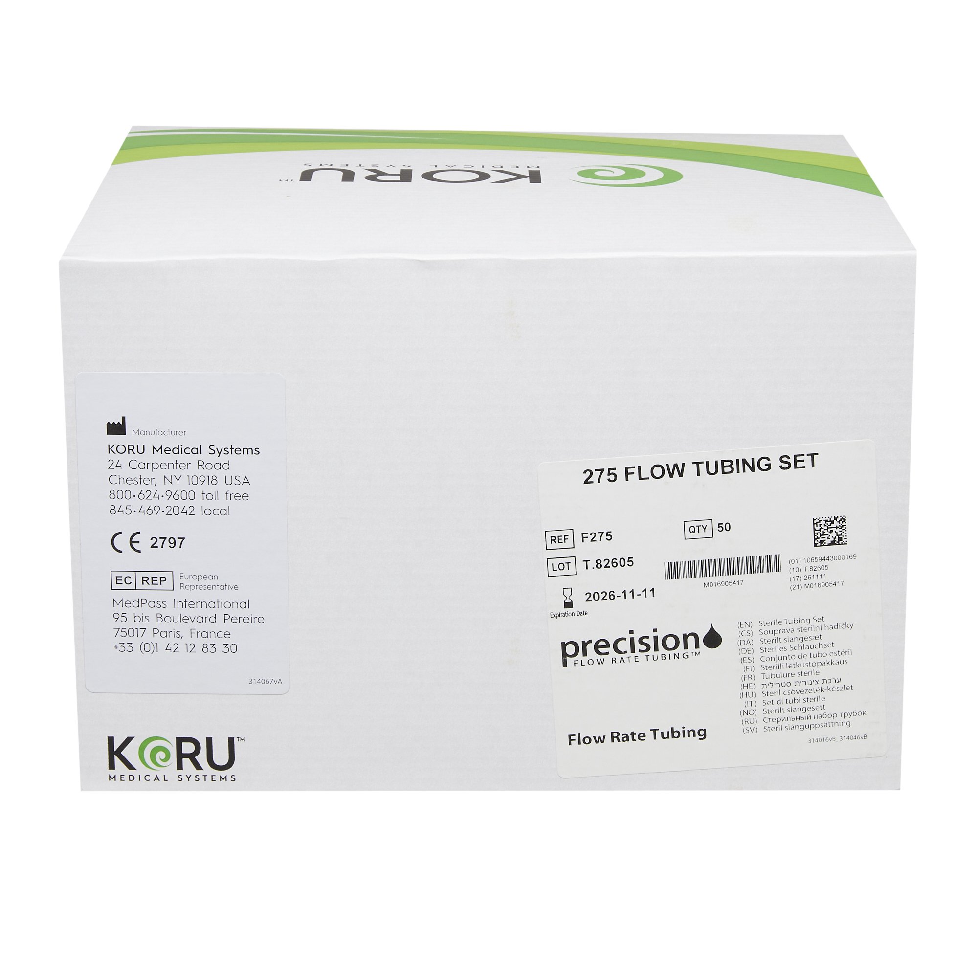 Precision Flow Rate Tubing F275 by KORU Medical Systems