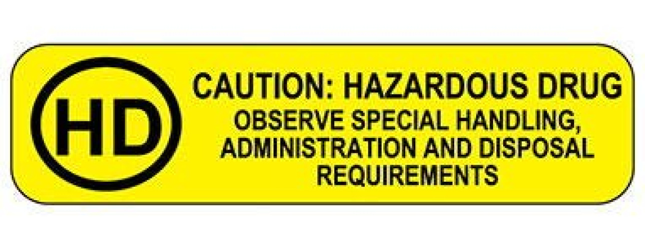 Health Care Logistics - 18595 Pre-Printed Label Indeed Caution Label Yellow Paper Caution Hazardous Drug Black Biohazard 9/10 X 2-3/16 Inch