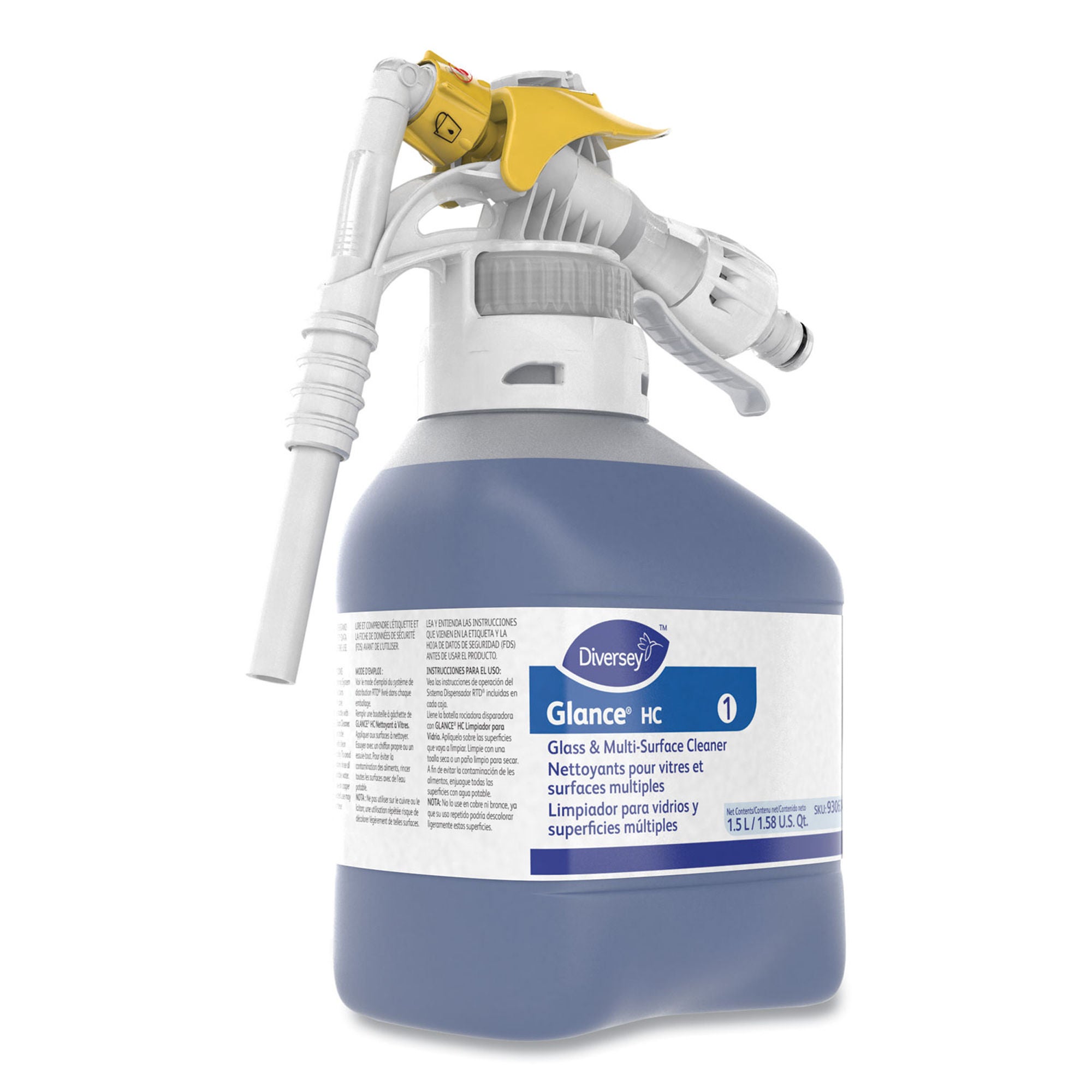 Essendant Co-United Stationers - DVS93063402 Glass / Surface Cleaner Diversey™ Glance® HC Glass and Multi-Surface RTD® Dispensing System Liquid Concentrate 1.5 Liter Bottle Ammonia Scent NonSterile