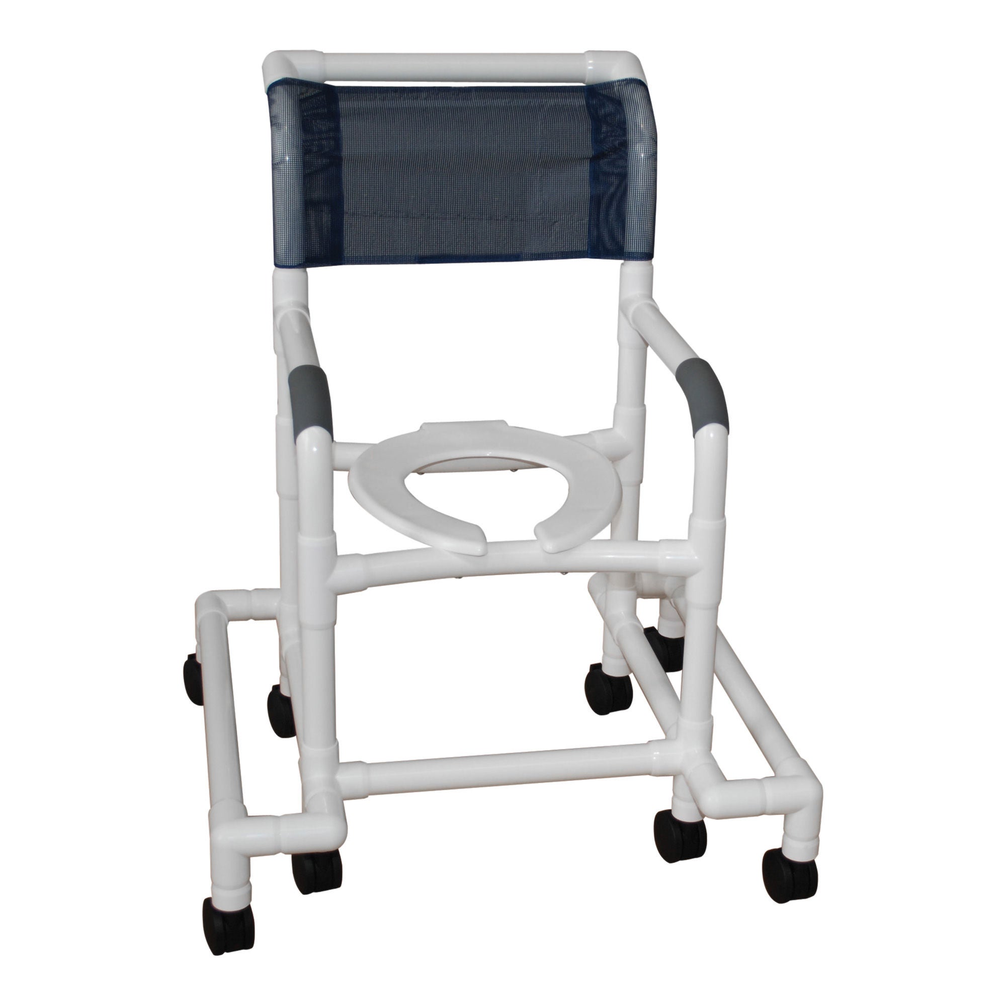 MJM International - 118-3-SAFE Shower Chair MJM International Fixed Arms PVC Frame Mesh Backrest with Pushbar 300 lbs. Weight Capacity