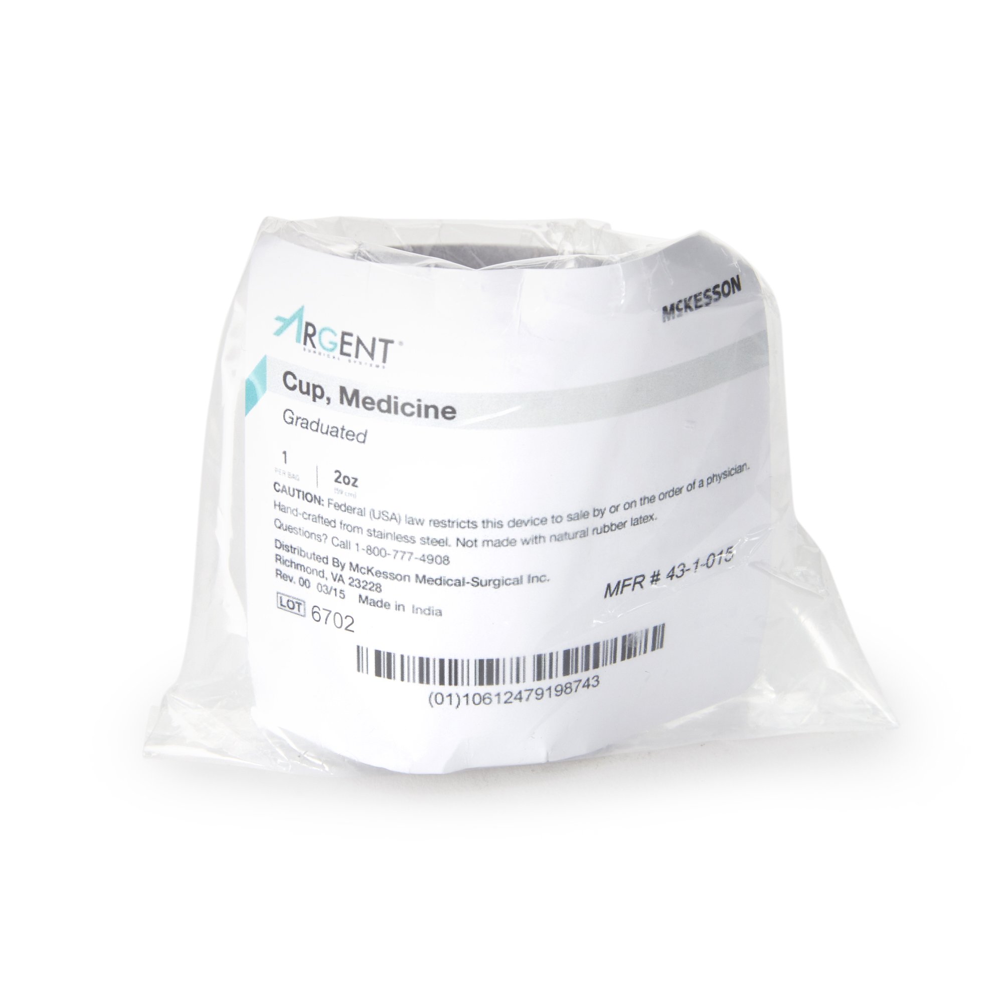 McKesson Brand - 43-1-015 McKesson Argent™ Stainless Steel Graduated Medicine Cup