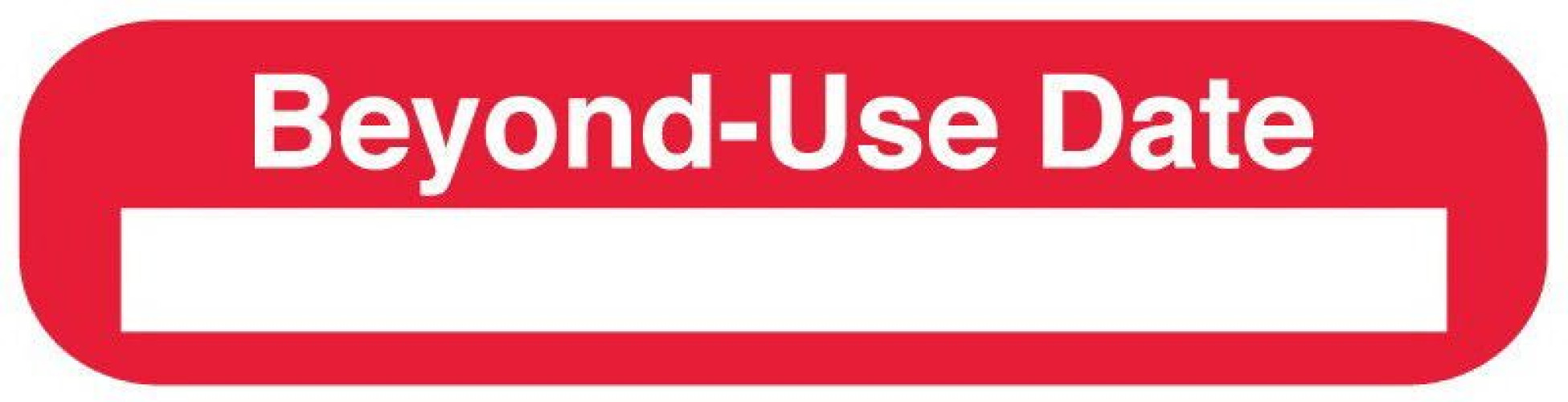 United Ad Label - ULRXA1273 Pre-Printed Label UAL™ Auxiliary Label Red Paper BEYOND USE DATE White Quality Control Label 3/8 X 1-5/8 Inch