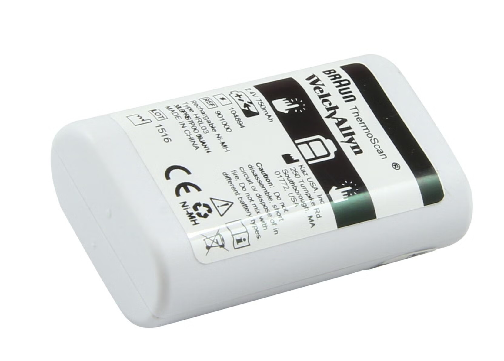 Welch Allyn - 104894 Diagnostic Battery Pack Welch Allyn® NiCd Battery Pack For Braun ThermoScan® PRO 6000 Ear Thermometer