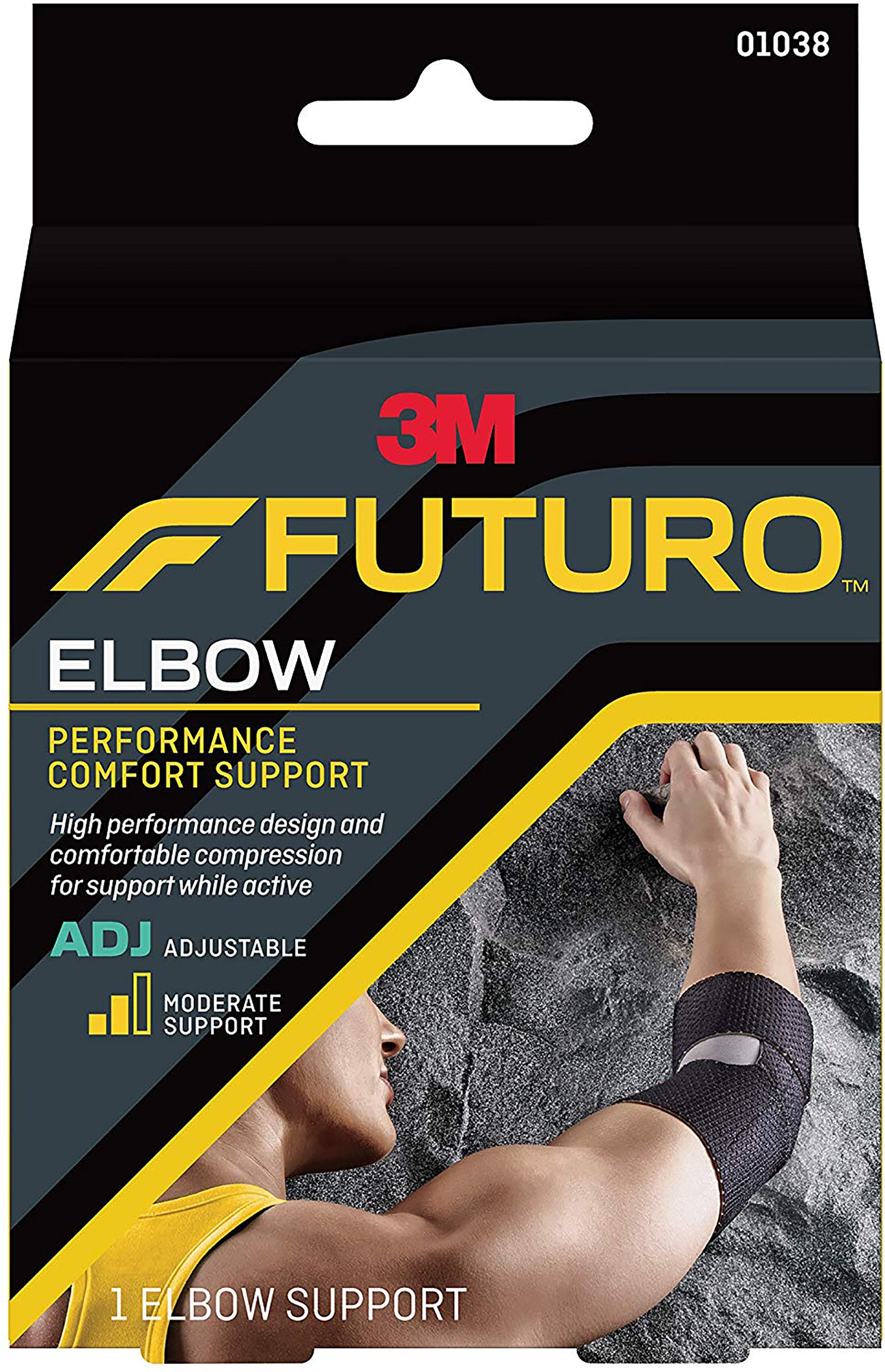 3M Company 01038ENR - 3M Futuro Elbow Support, Left or Right Elbow, Black, One Size - 1/Each, 12/Case