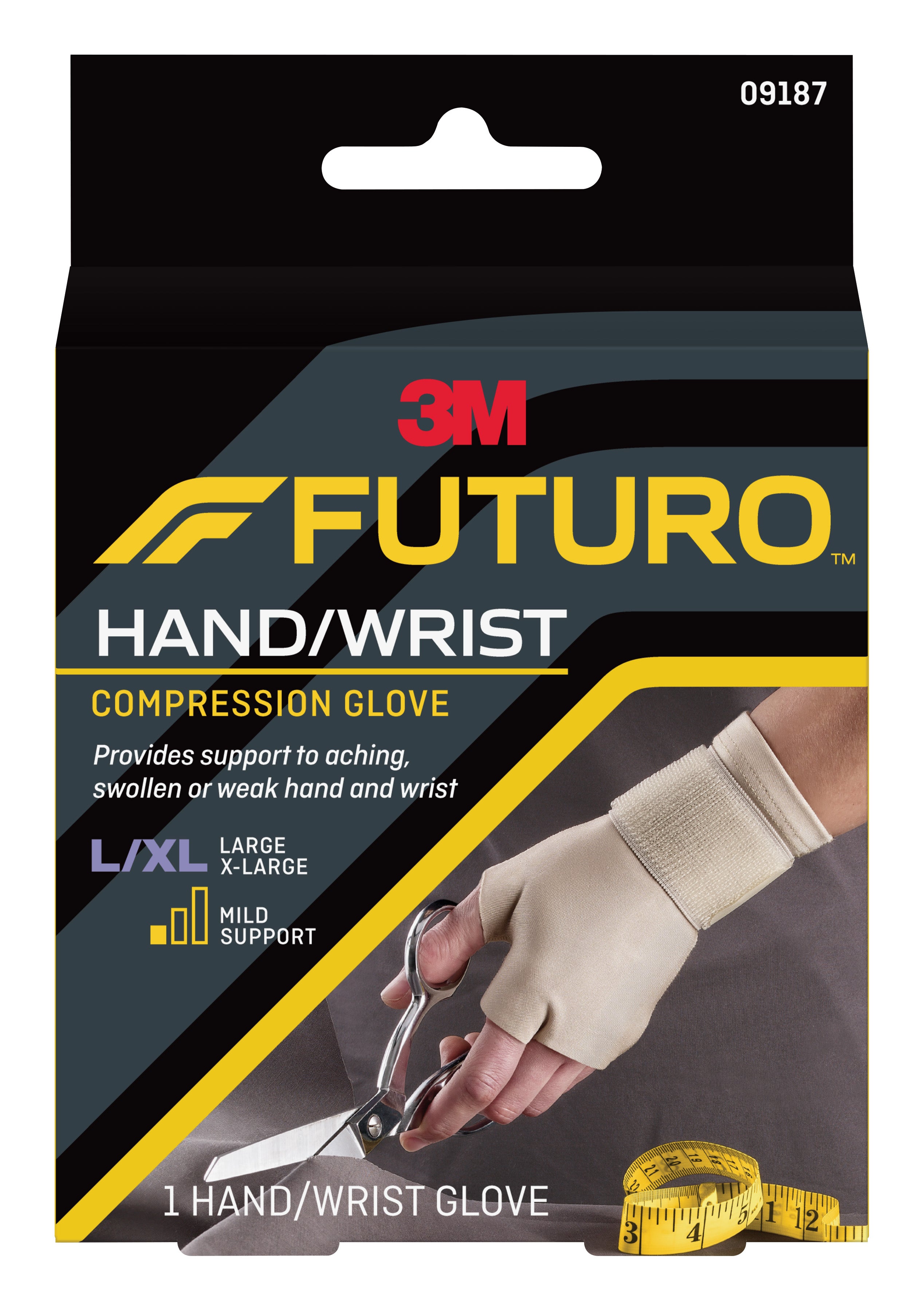 3M Company - 09187ENR Support Glove 3M™ Futuro™ Fingerless Large / X-Large Over-the-Wrist Length Ambidextrous