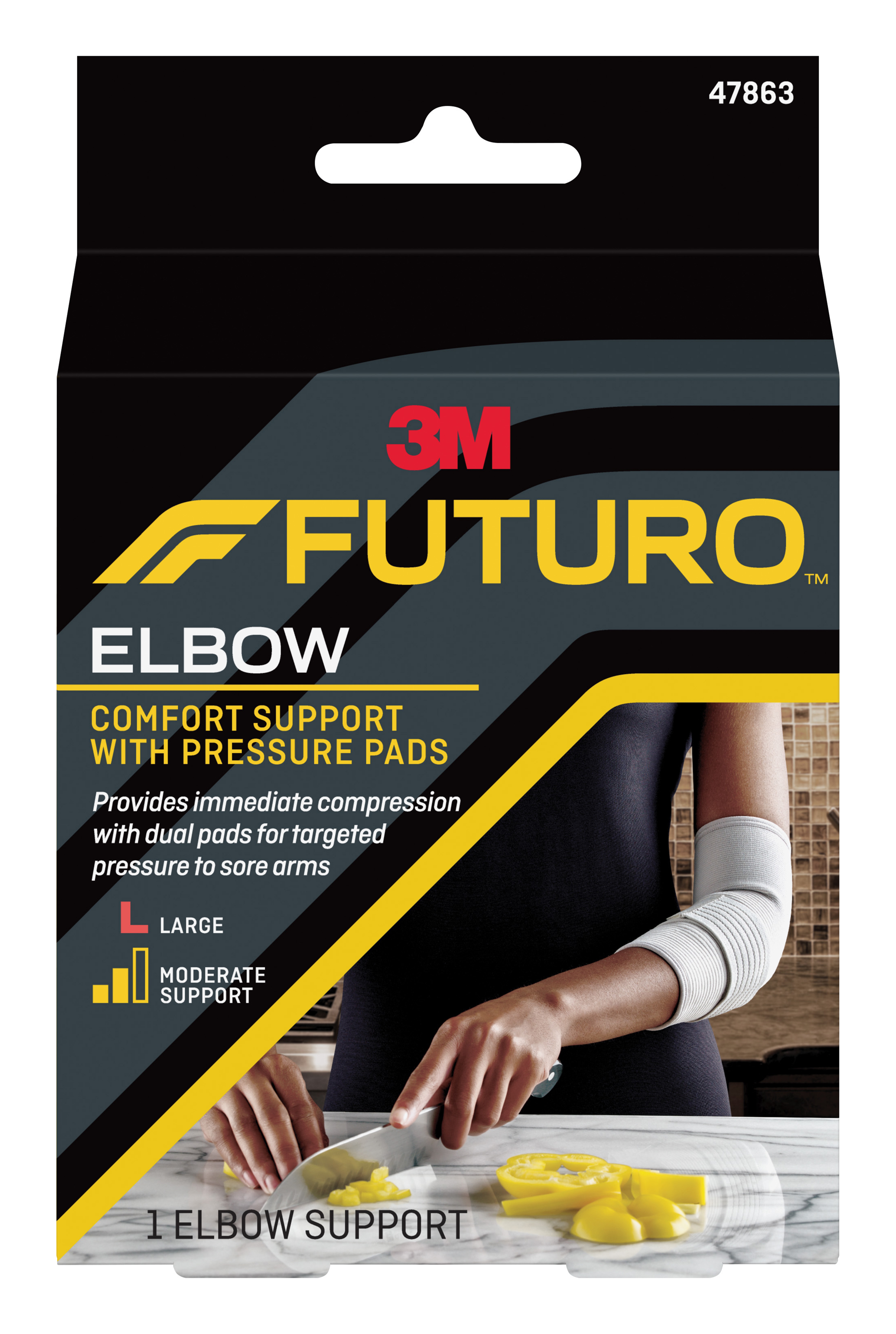 3M Company 47863ENR - 3M Futuro Comfort Elbow Support, Pressure Pads, Breathable, Elastic, Large - 1/Each, 12/Case