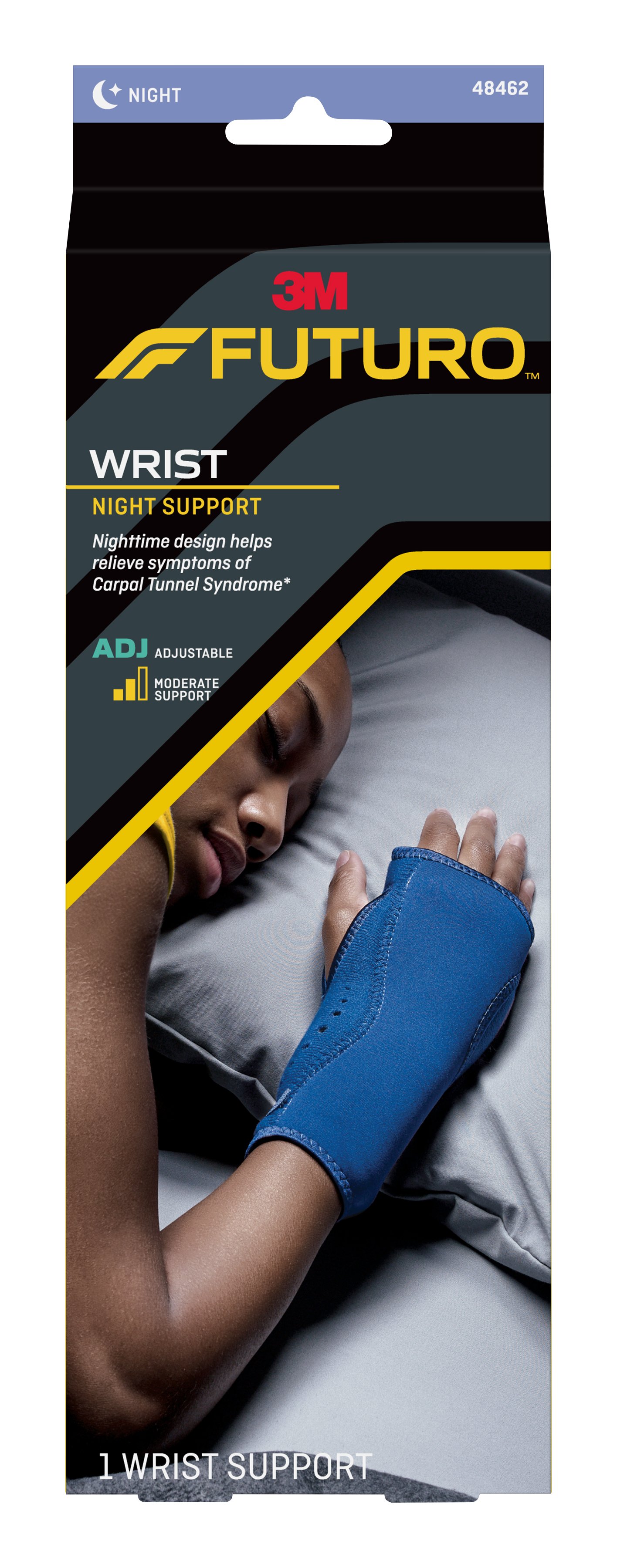 3M Company 48462ENR - 3M™ Futuro™ Night Wrist Brace, Left or Right Hand, Navy Blue, Adult 5-1/4" to 9" - 1/Each, 12/Case