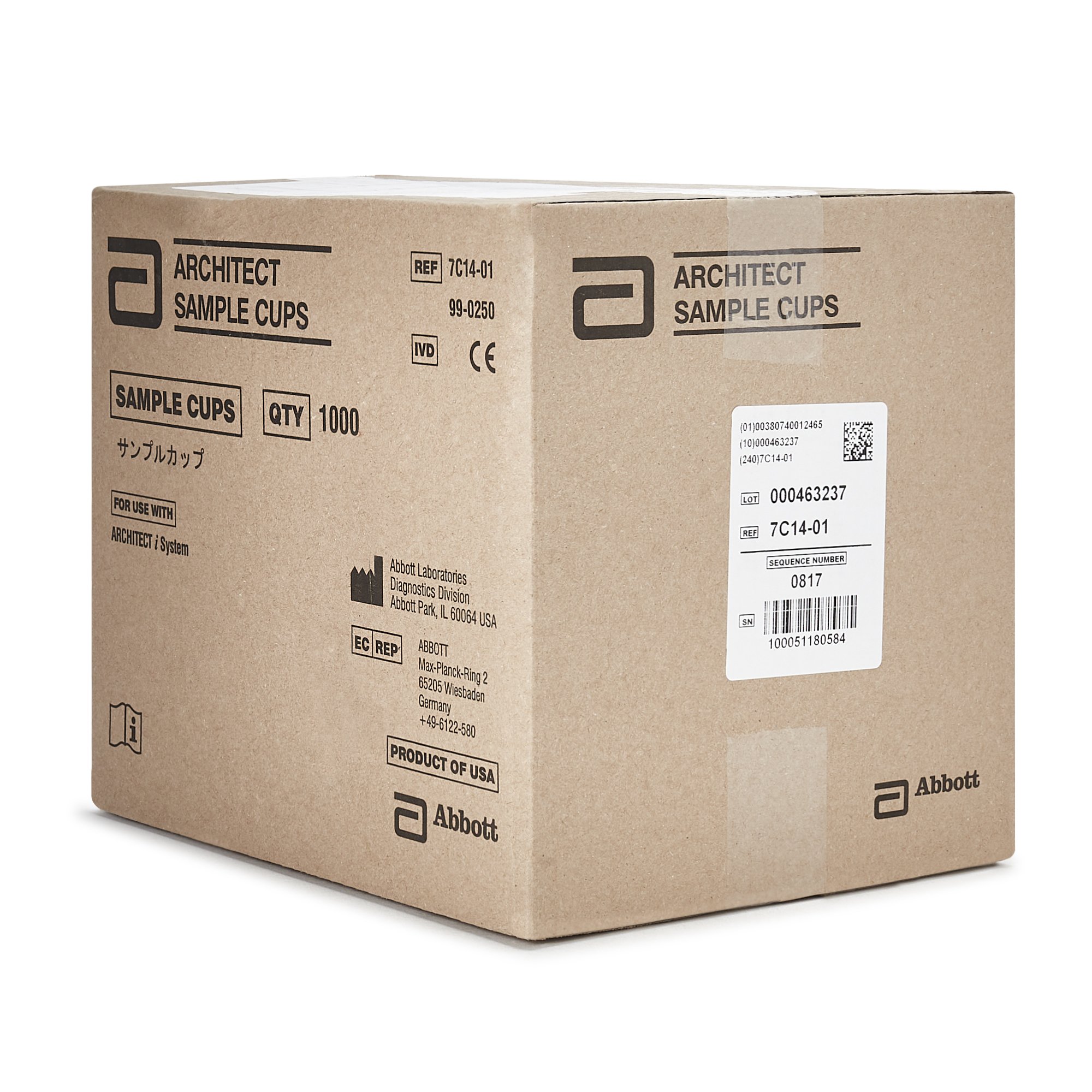 Abbott 07C1401 - Architect™ Sample Cups - 250/Bag, 1000/Box