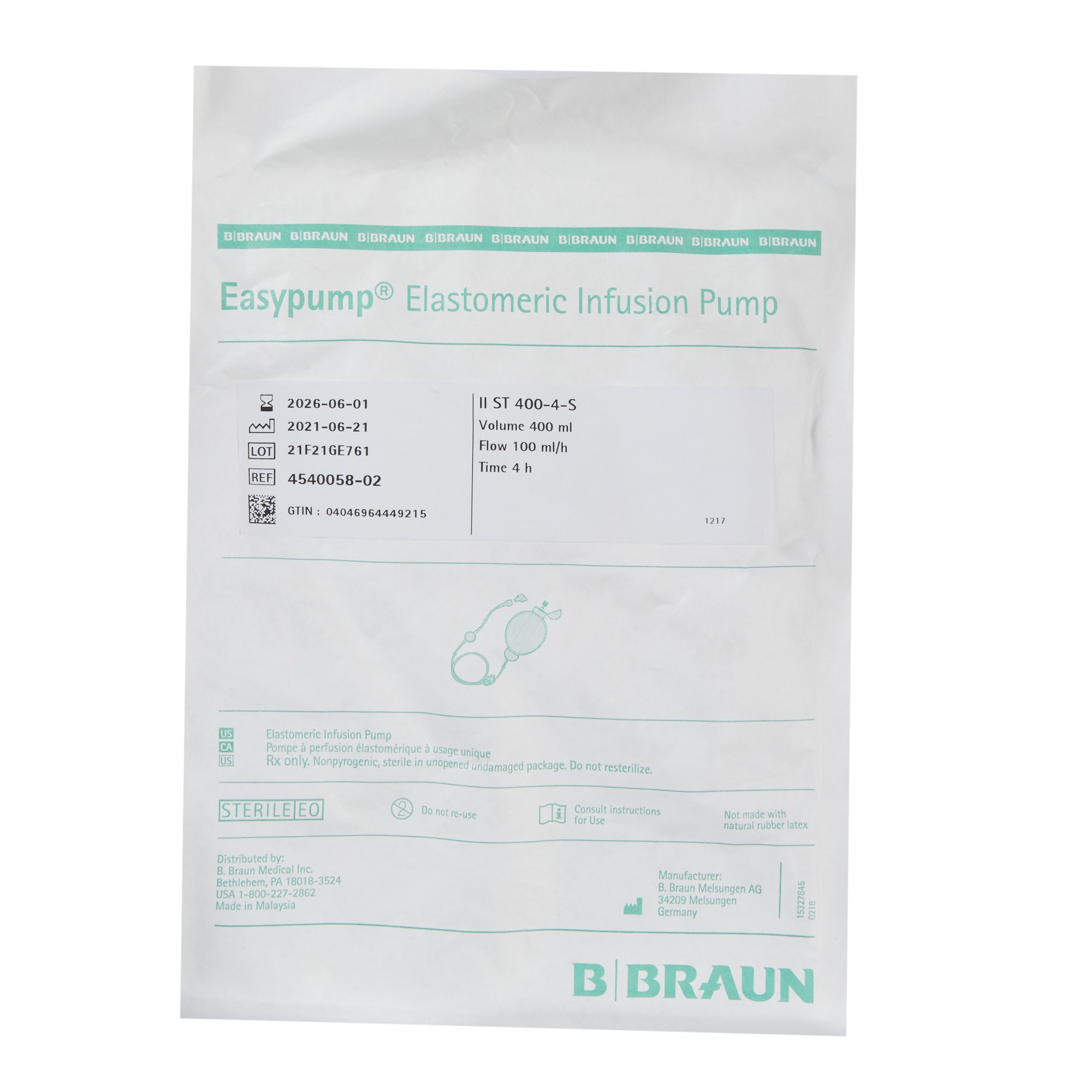 B. Braun - 4540058-02 Easypump® Elastomeric Pump 400-4-S