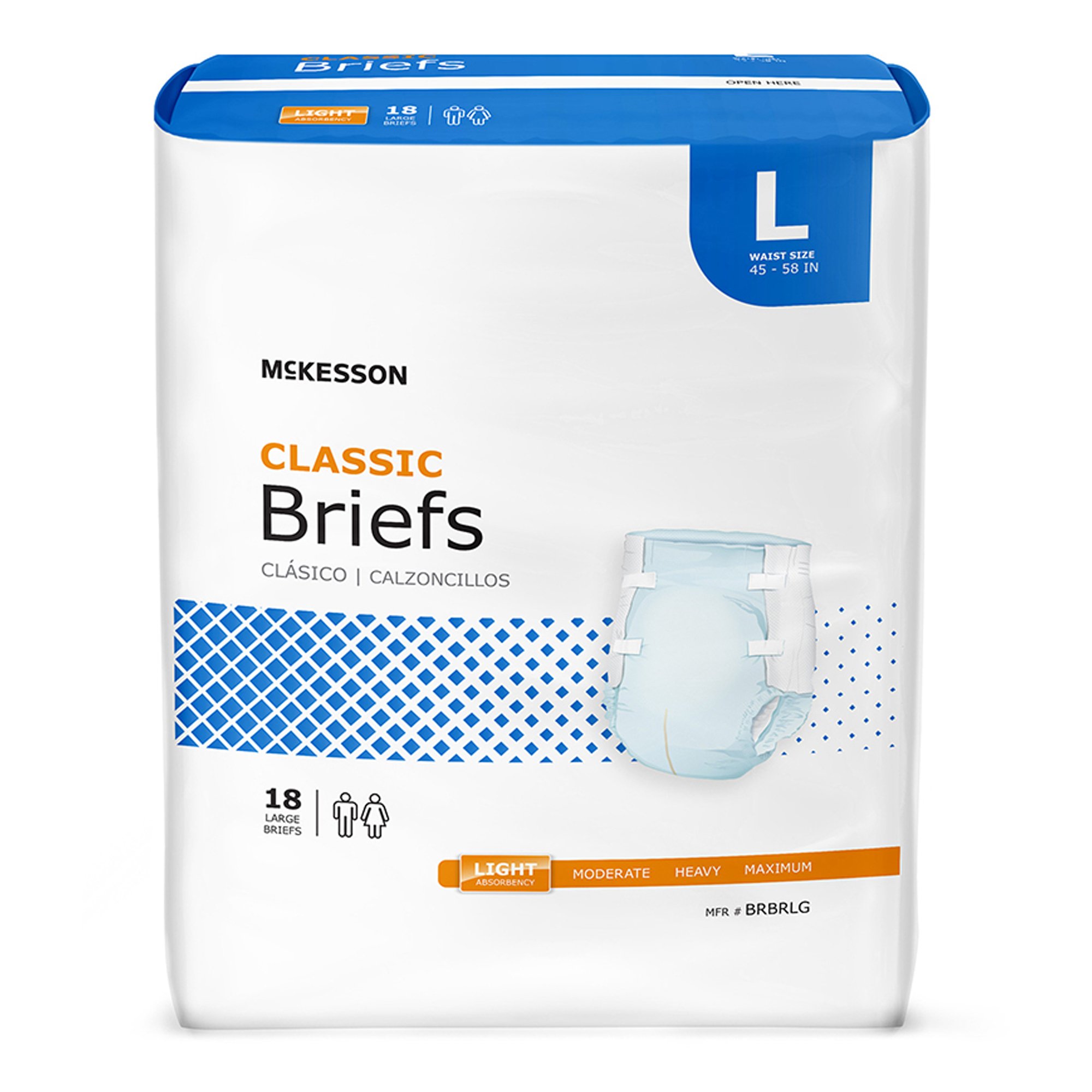 McKesson Brand - BRBRLG McKesson Classic Light Absorbency Incontinence Brief