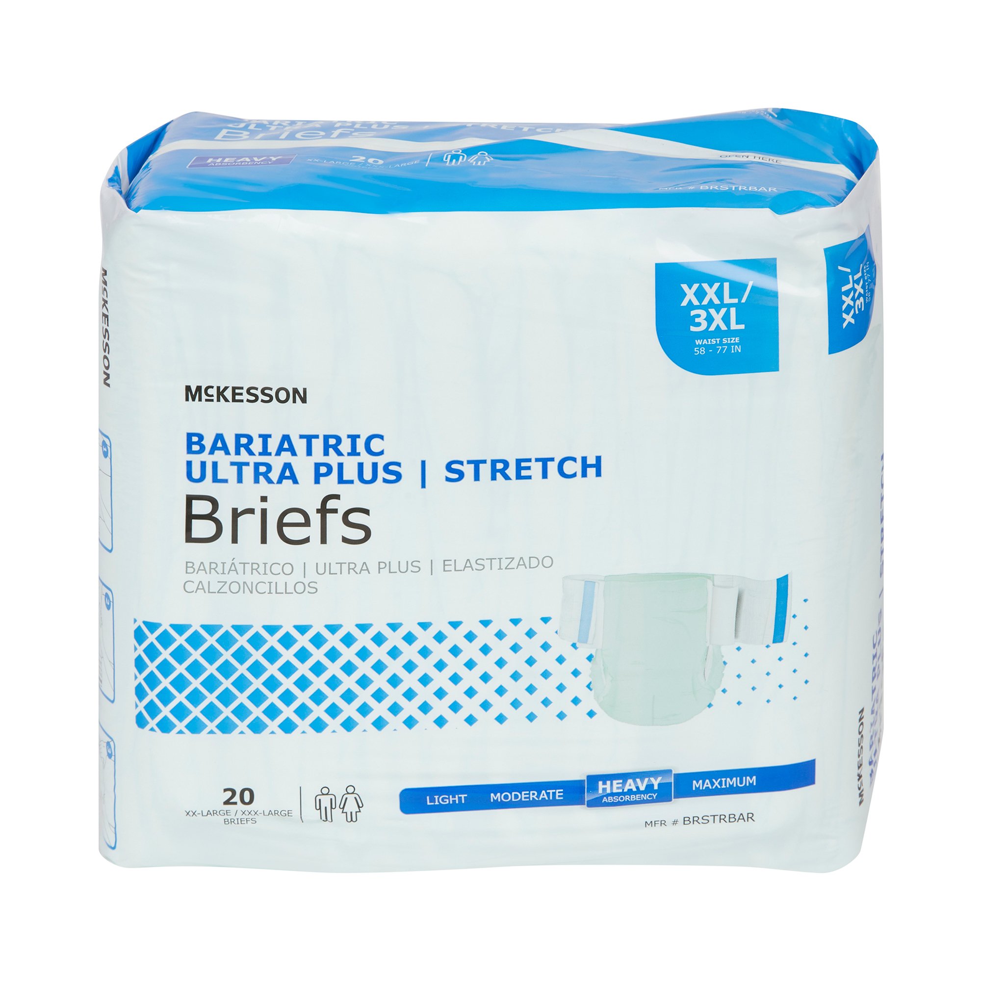 McKesson Brand - BRSTRBAR McKesson Ultra Plus Stretch Heavy Absorbency Incontinence Brief