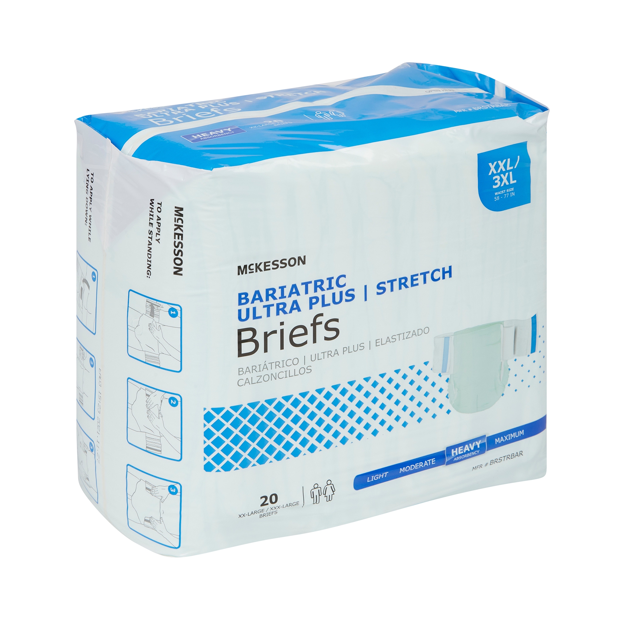 McKesson Brand BRSTRBAR - McKesson Ultra Plus Stretch Heavy Absorbency Incontinence Brief, Bariatric - 20/Bag, 80/Case