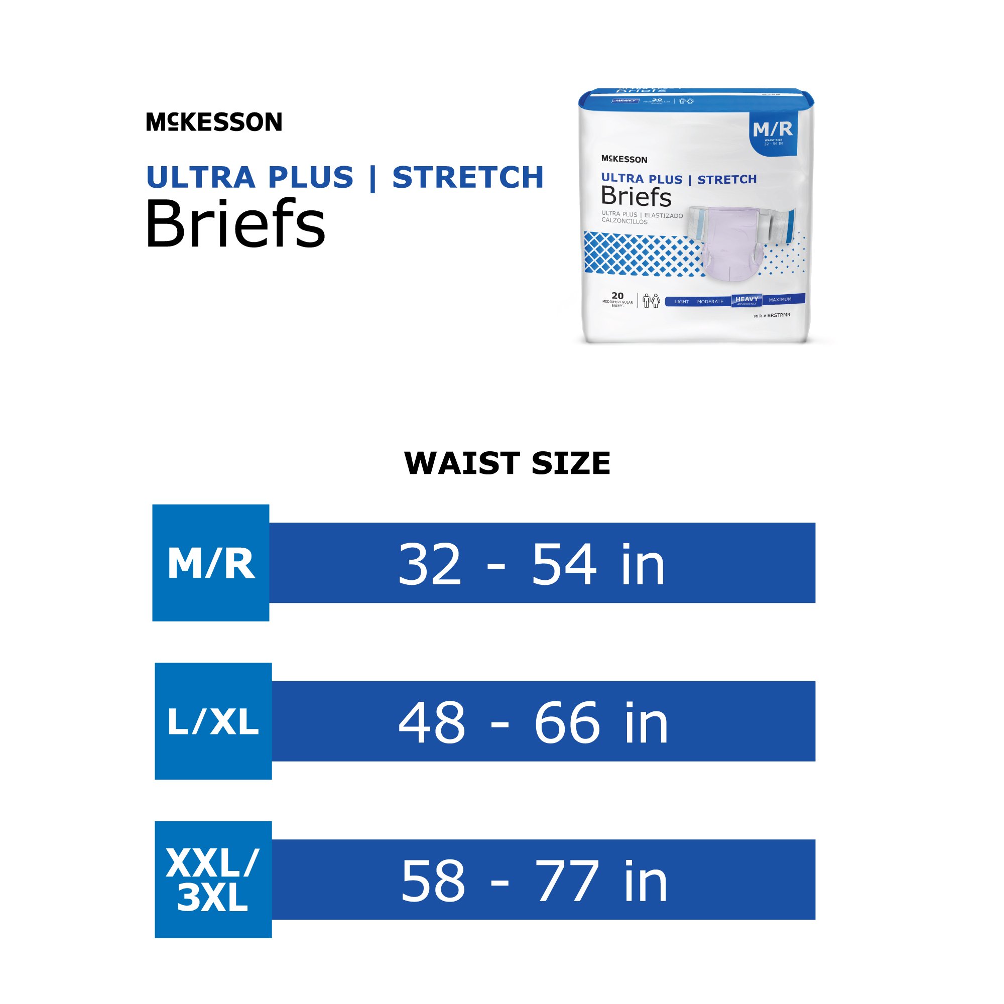 McKesson Brand - BRSTRBAR McKesson Ultra Plus Stretch Heavy Absorbency Incontinence Brief