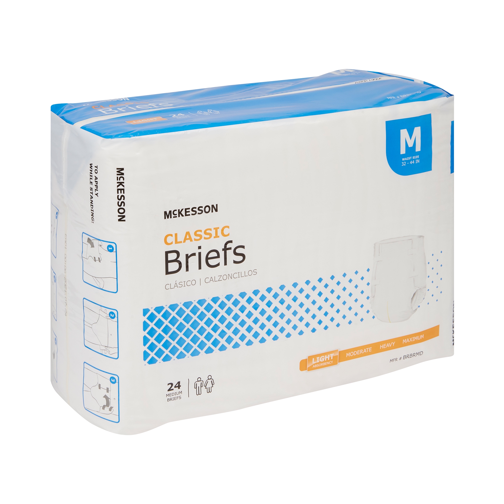 McKesson Brand BRBRMD - McKesson Classic Light Absorbency Incontinence Brief, Medium - 24/Bag, 96/Case