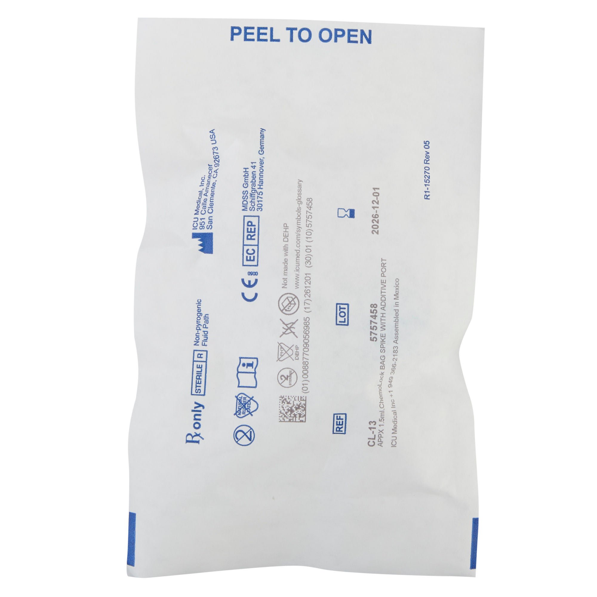ICU Medical - CL-13 Bag Access Spike ChemoLock® IV Bags