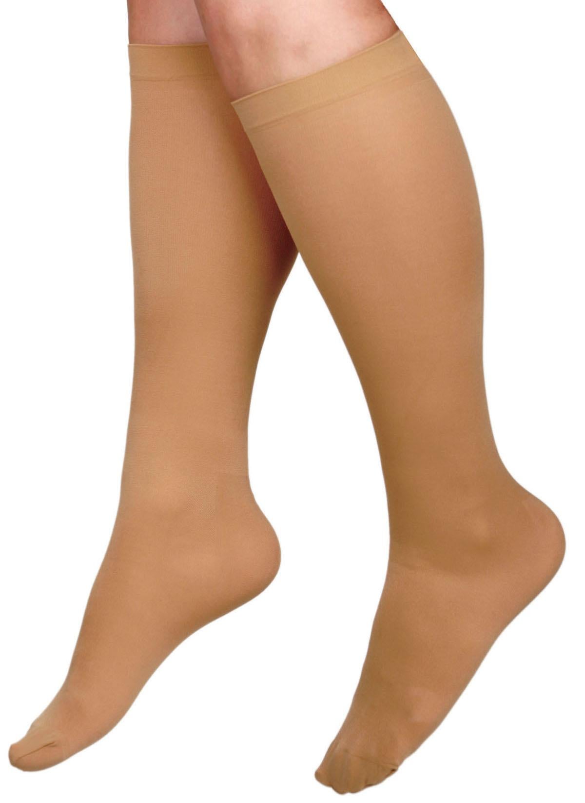Medline - MDS1702CTH Compression Stocking Curad® Knee High Size C / Regular Tan Closed Toe