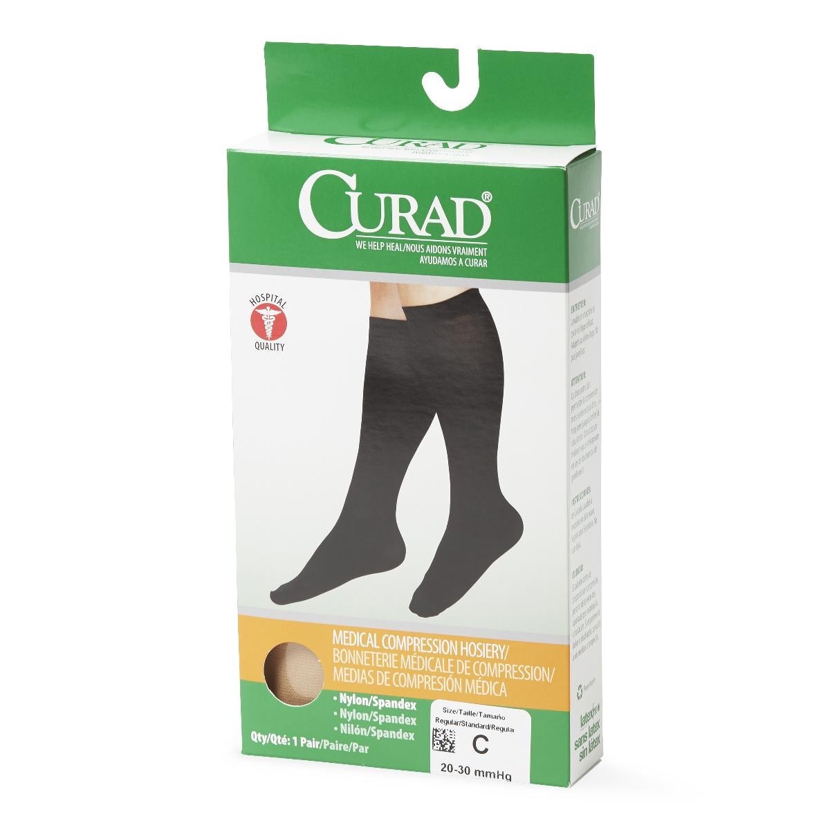 Medline - MDS1702CTH Compression Stocking Curad® Knee High Size C / Regular Tan Closed Toe