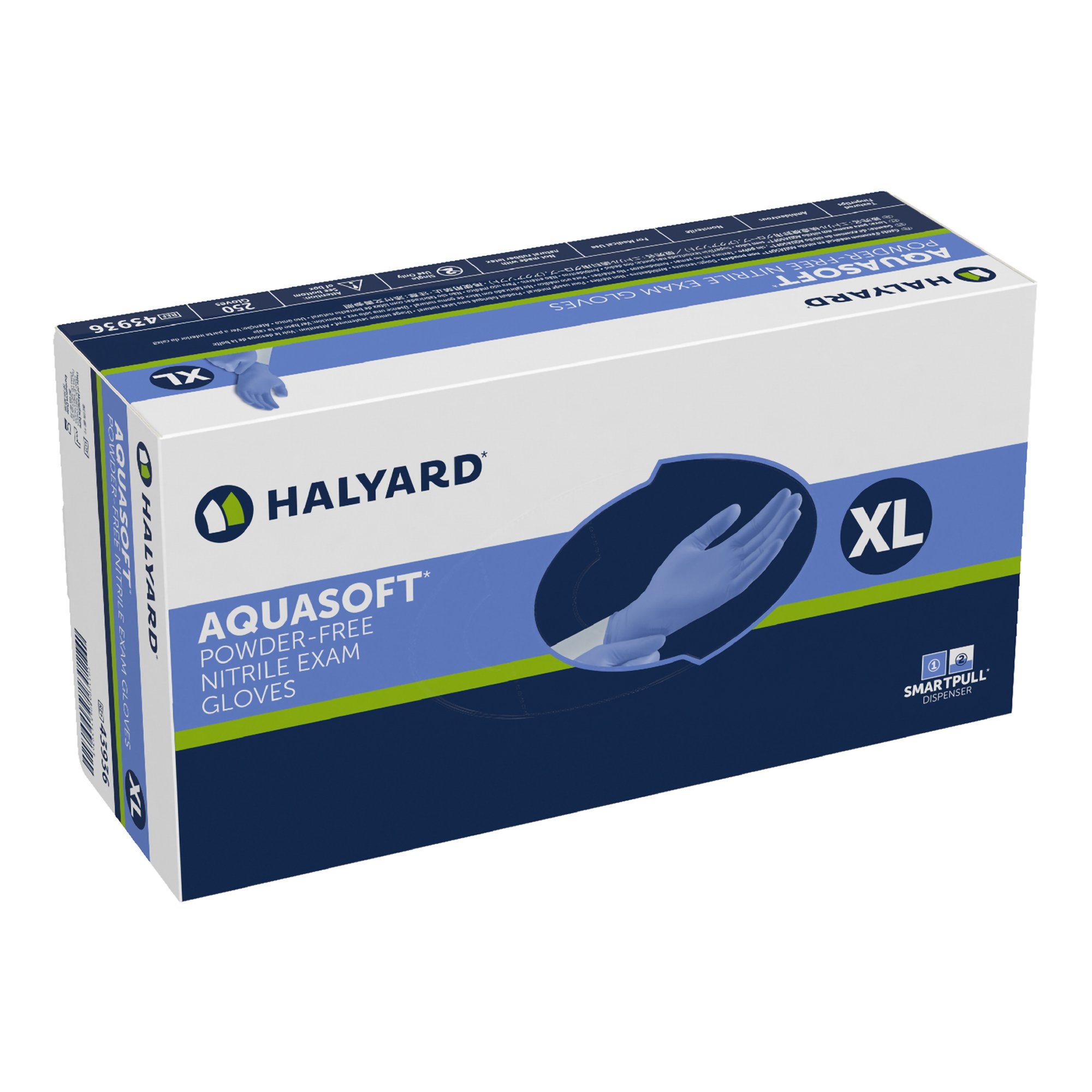 O&M Halyard Inc 43936 - Aquasoft® Nitrile Exam Glove, Extra Large, Blue - 250/Box, 2500/Case