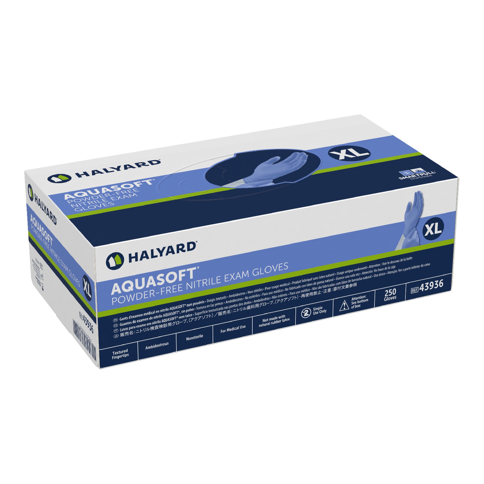 O&M Halyard Inc 43936 - Aquasoft® Nitrile Exam Glove, Extra Large, Blue - 250/Box, 2500/Case