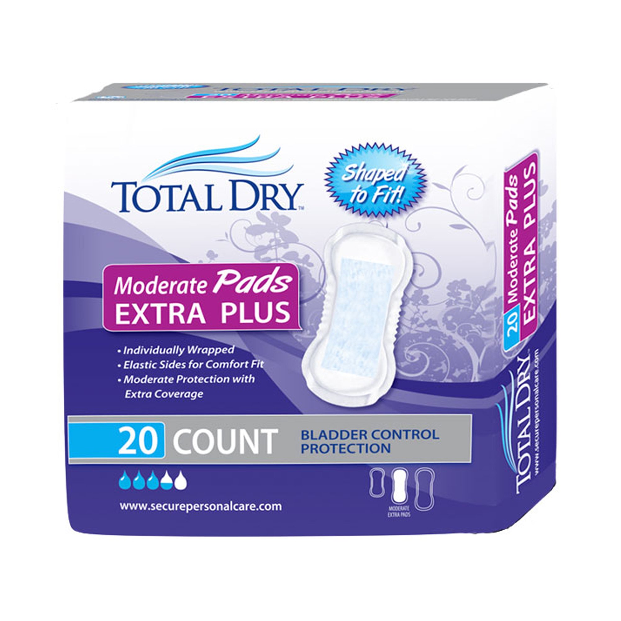 Secure Personal Care Products SP1563 - TotalDry™ Moderate Extra Bladder Control Pad, 13¾-Inch Length - 20/Bag, 180/Case