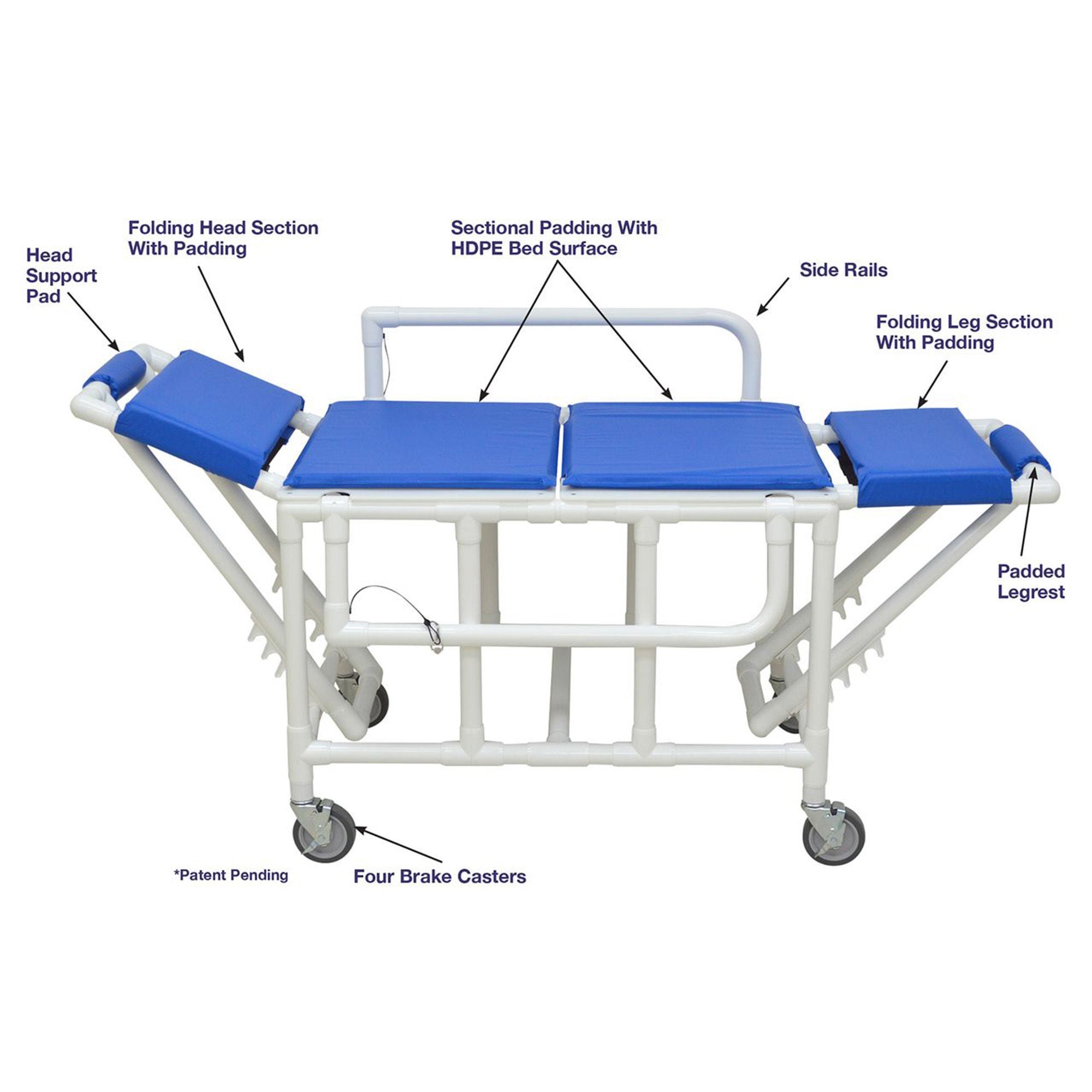 MJM International - 920-FD-PAD Shower Gurney 350 lbs. Weight Capacity