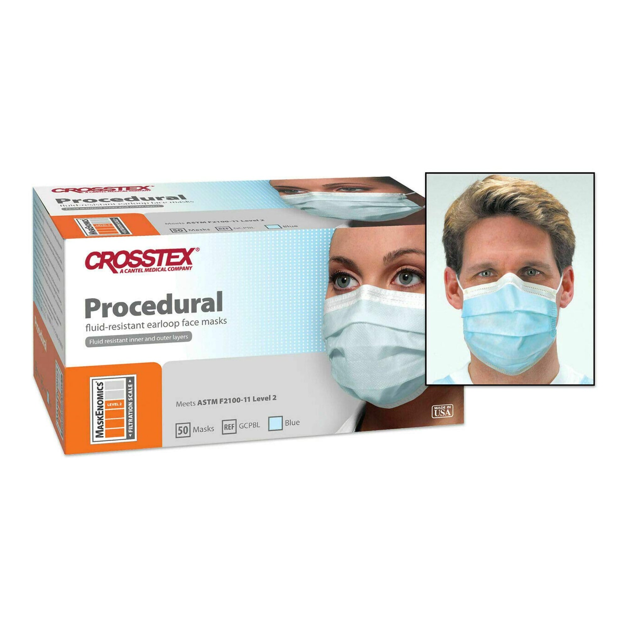 SPS Medical Supply GCPBL - Crosstex® Procedure Mask - 50/Box, 2000/Case