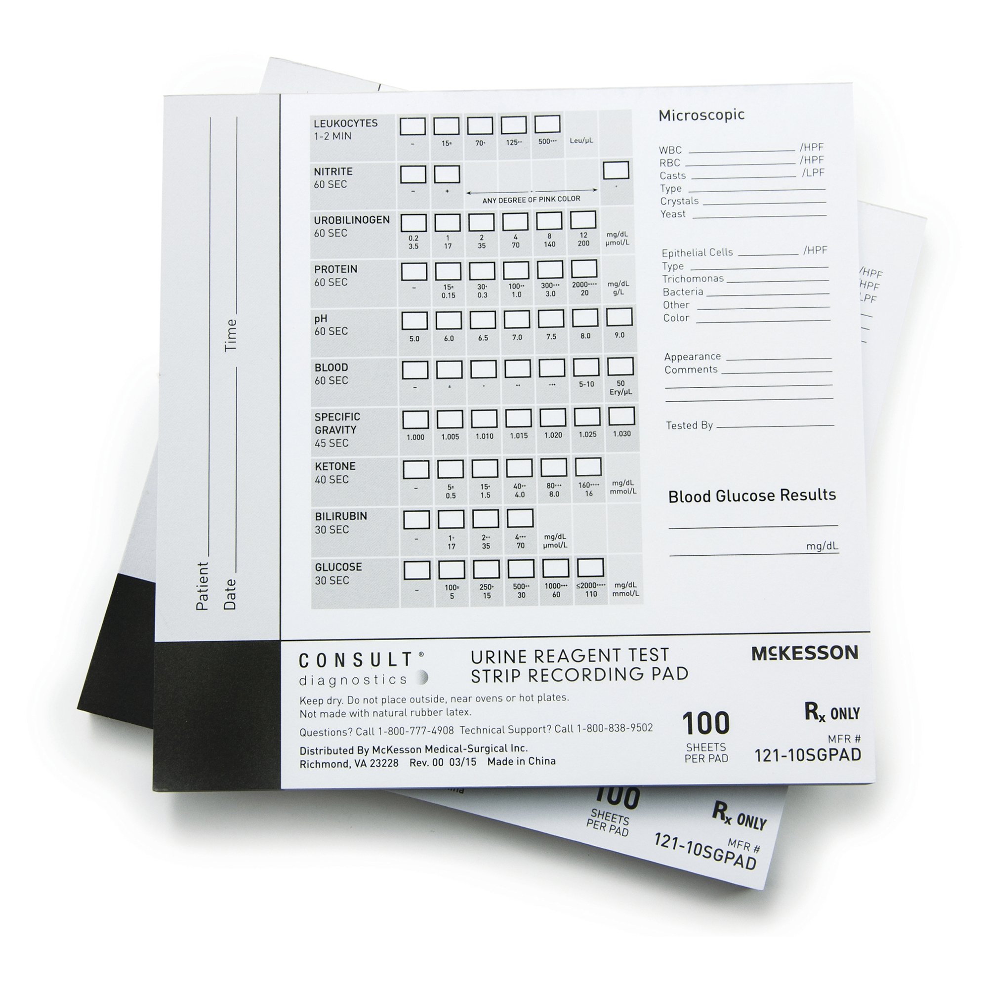 McKesson Brand - 121-10SGPAD McKesson Consult™ Urine Reagent Test Strip Recording Pad