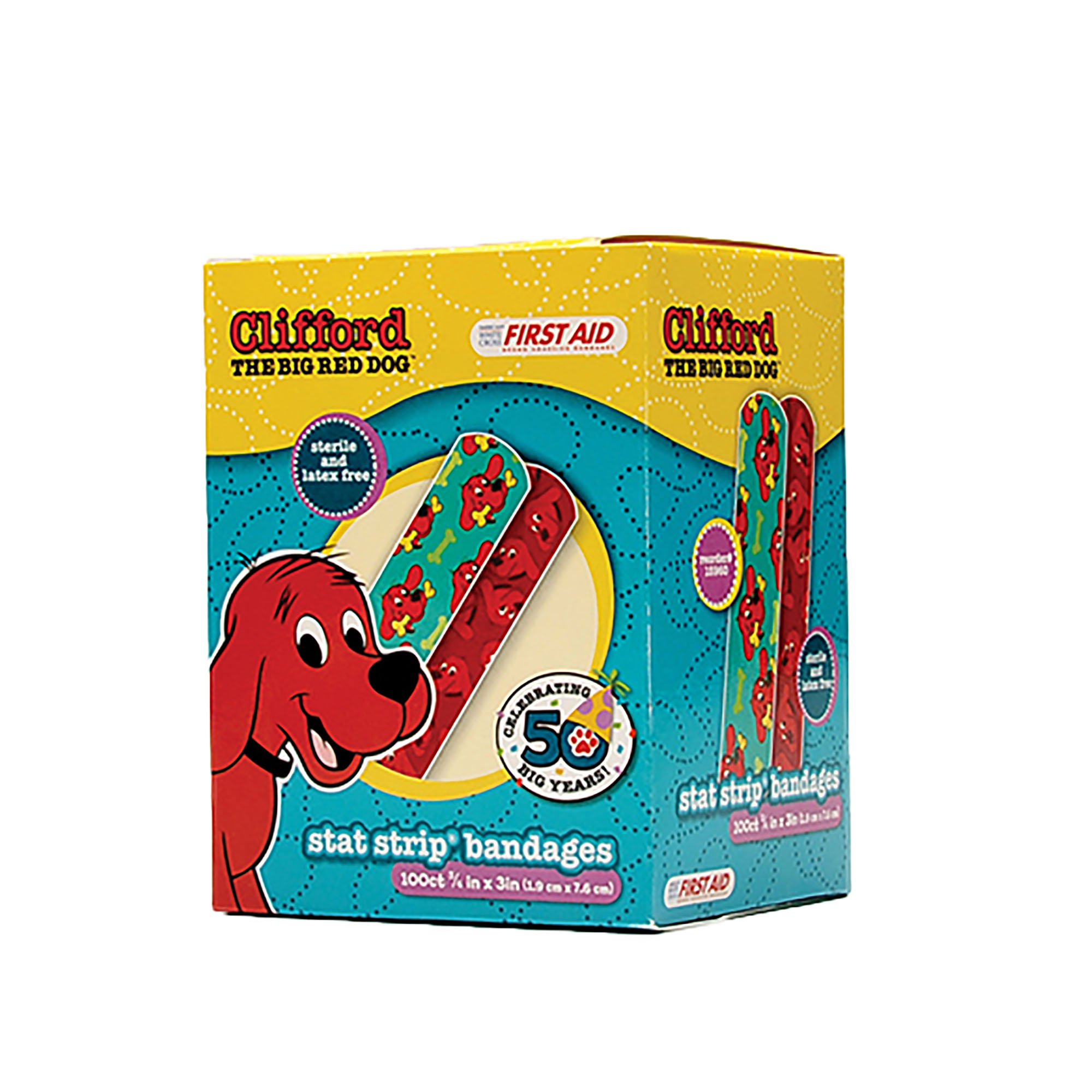 Dukal - 15960 American® White Cross Stat Strip® Clifford the Big Red Dog Adhesive Strips