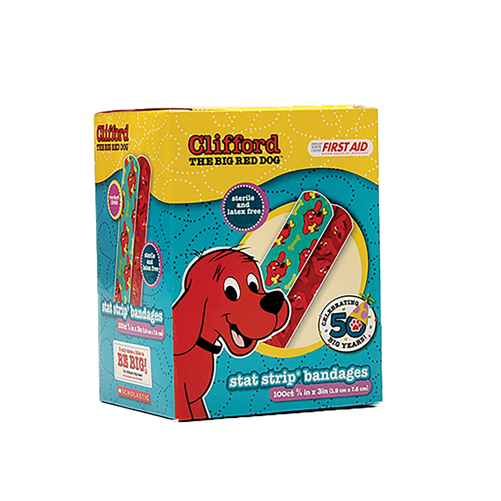 Dukal 15960 - American® White Cross Stat Strip® Clifford the Big Red Dog Adhesive Strips - 1/Box, 12/Case