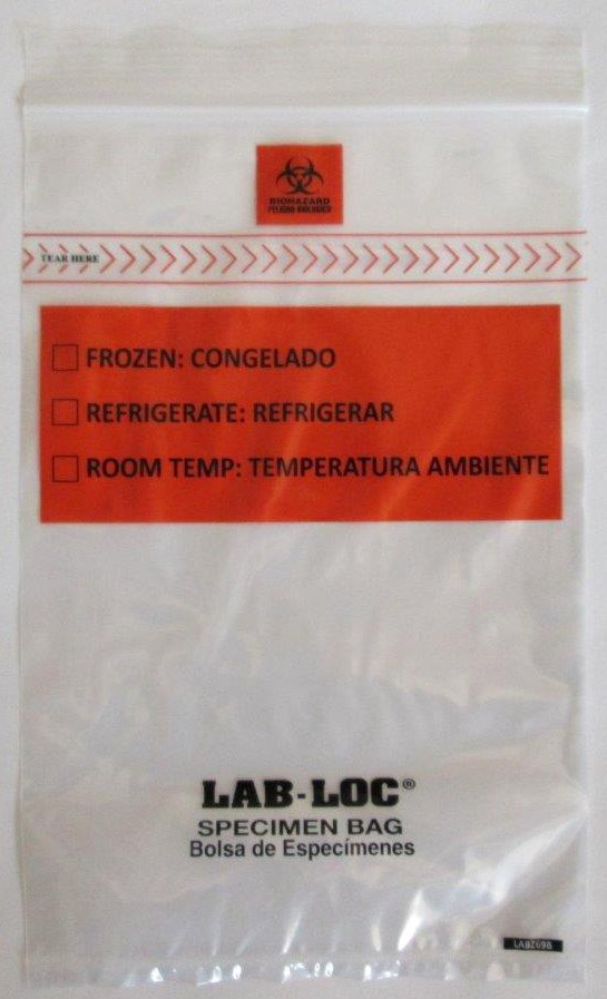 Elkay Plastics LABZ69B - Lab-Loc® Specimen Transport Bag with Document Pouch, Zip Closure, 6 x 9 Inch - 100/Pack, 1000/Case