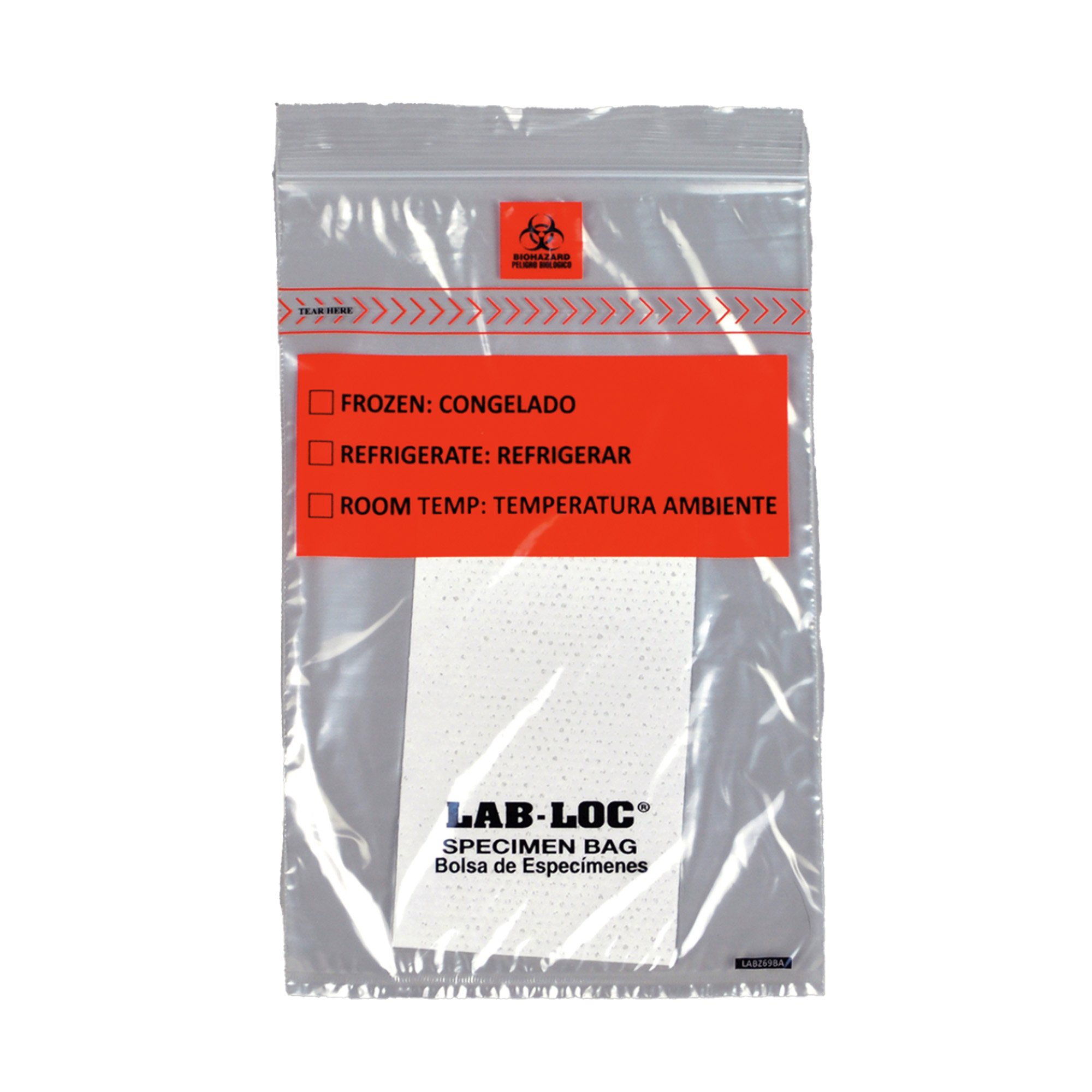 Elkay Plastics LABZ69BA - Lab-Loc® Specimen Transport Bag, Document Pouch, Absorbent Pad, Zip Close, 6 x 9 - 100/Pack, 1000/Case